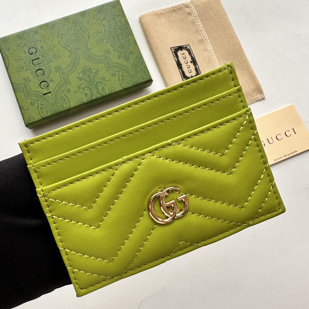 Double-G GG Marmont card case green leather-wallet - Gorchic - $39.99