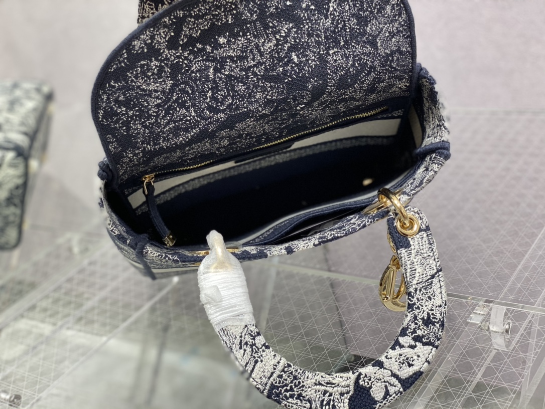 D Inspired The LADY D-LITE Bag Blue Toile de Jouy Reverse Embroidery - Bag - Gorchic - $196.99