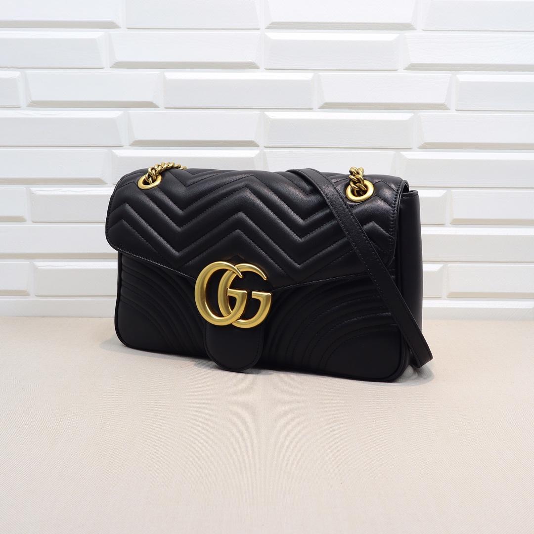 Double-G GG Marmont Small Shoulder Bag Black - Bag - Gorchic - $132.99