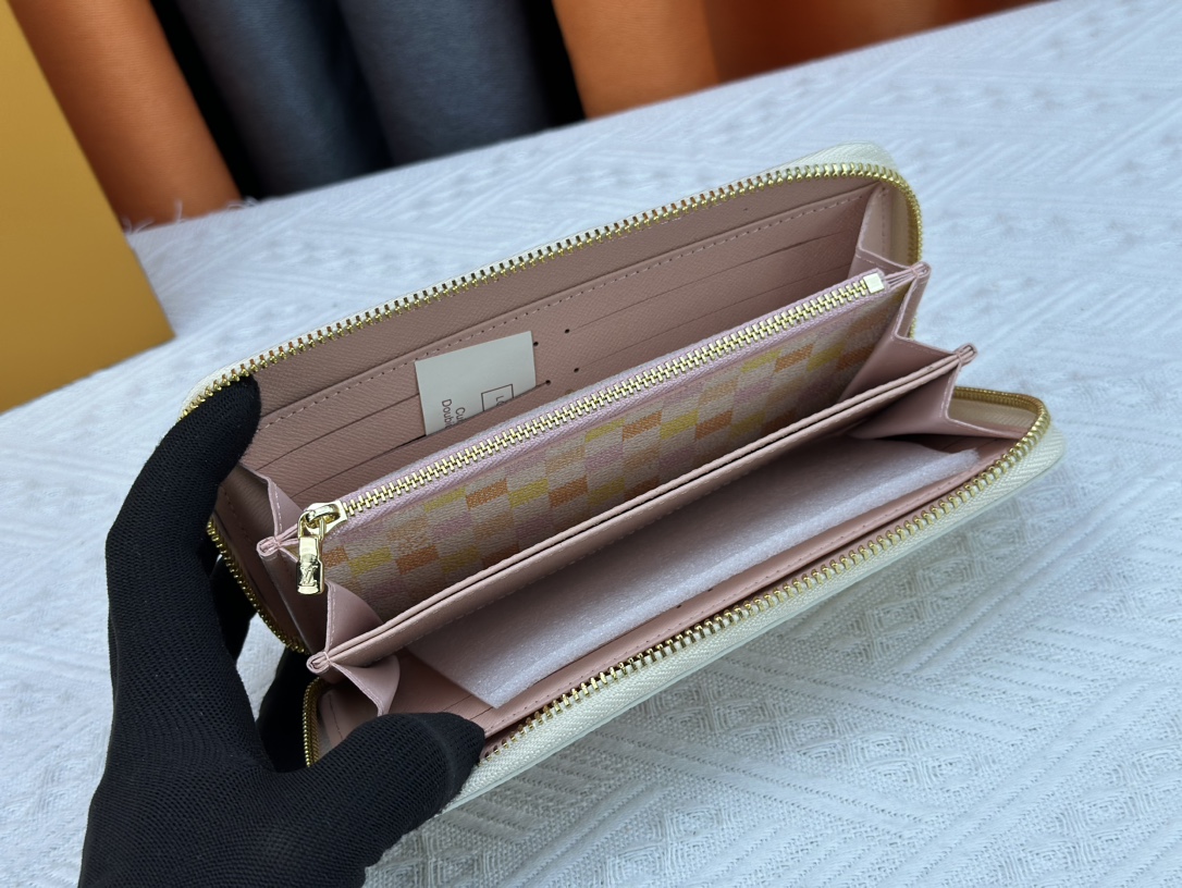 Designer Monogram  Damiericious Zippie Wallet Damier Canvas Wallet-Pink Plaid Wallet - Gorchic - $55.99