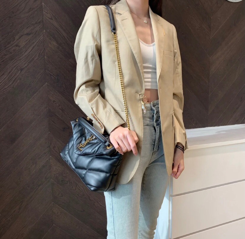 Lady Designer Loulou Puffer Small Quilted Leather Shoulder Bag Black - Bag - Gorchic - $183.99