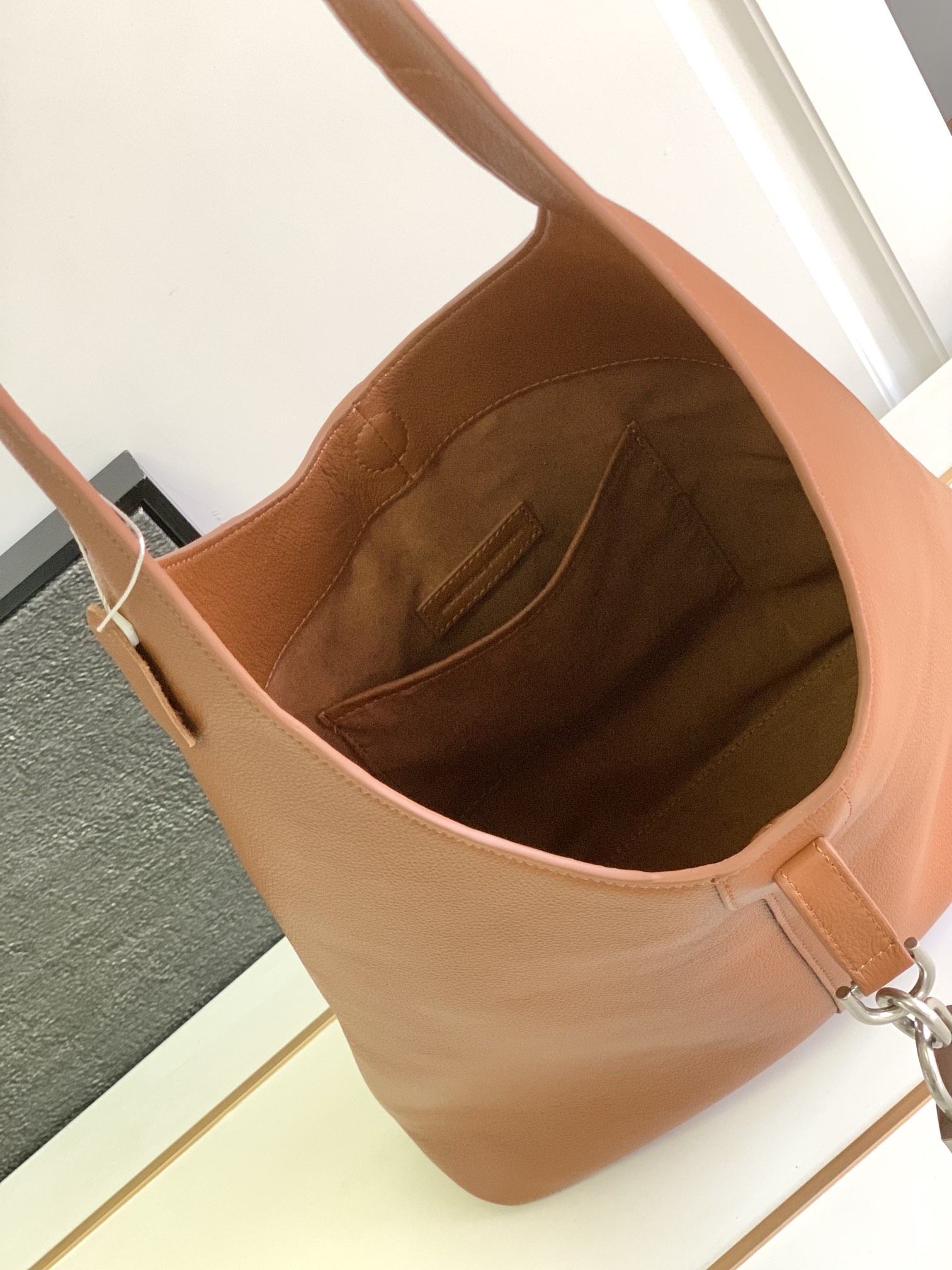 Hourglass iconic Lock Trim Large Tramp Bag - Brown Bag - Gorchic - $144.99