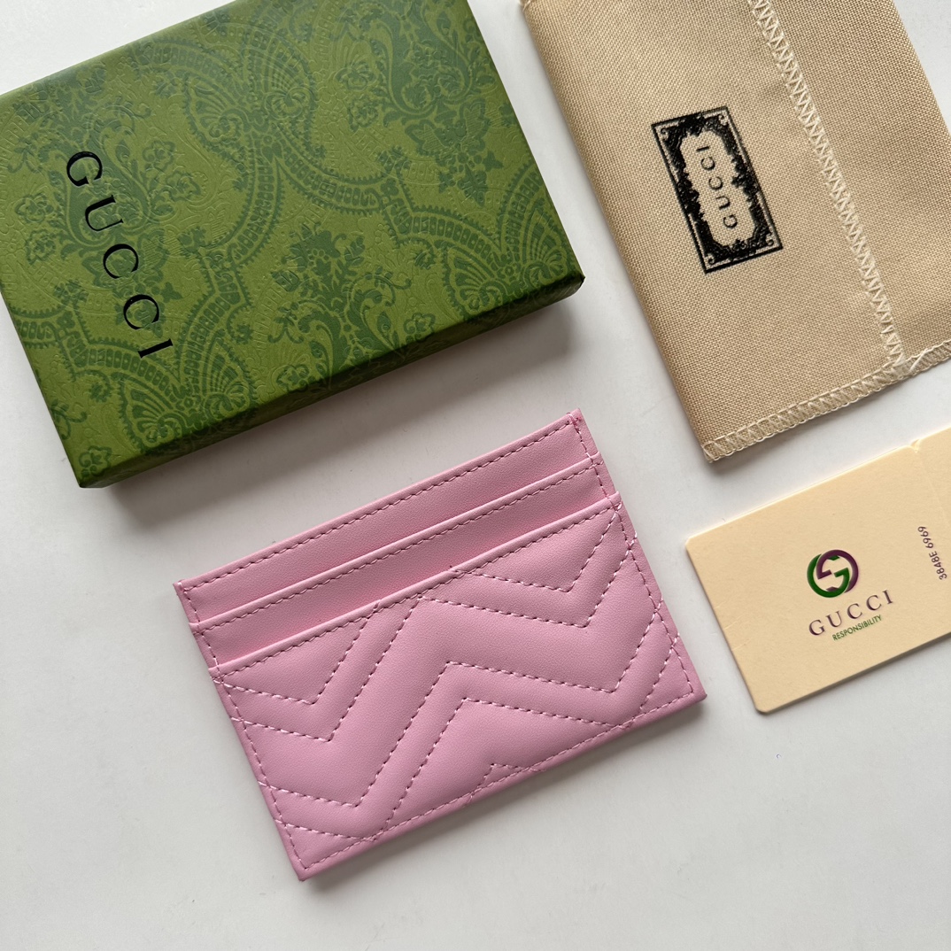 Double-G GG Marmont card case pink leather-wallet - Gorchic - $39.99