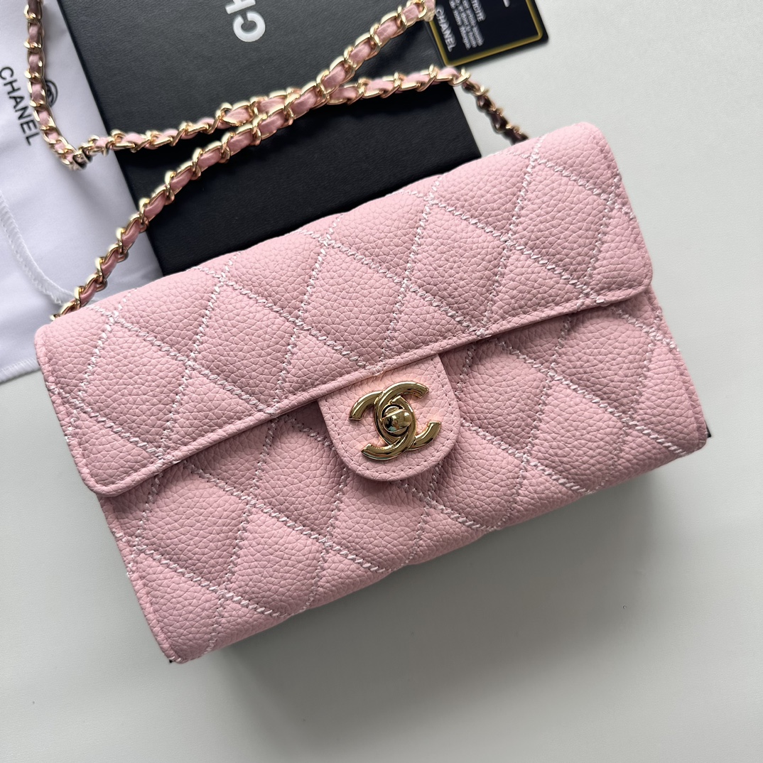 CC Inspired Chain Shoulder Crossbody Small Bag - Pink Bag - Gorchic - $101.99