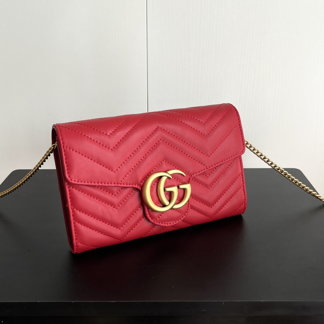 Double-G Marmont Chain Wallet - Red Gold Wallet - Gorchic - $123.99