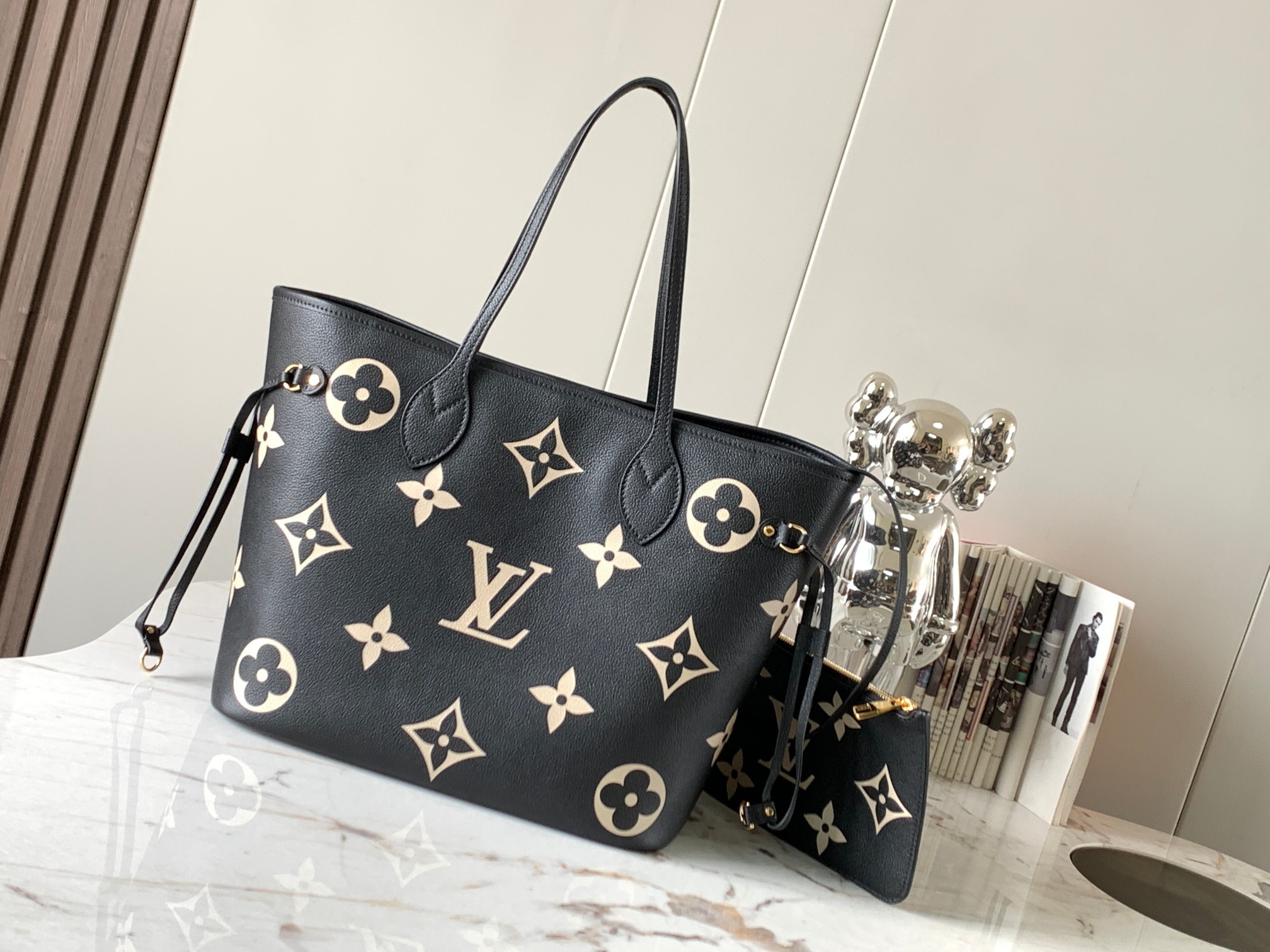 Designer Monogram Neverfull MM Black Embossed Medium Shopper Bag - Gorchic - $124.99
