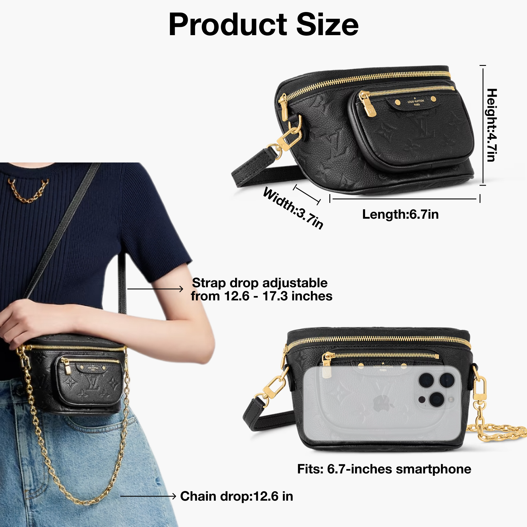 Designer Monogram Empreinte Monogram Leather Black Bumbag - Bag - Gorchic - $119.99