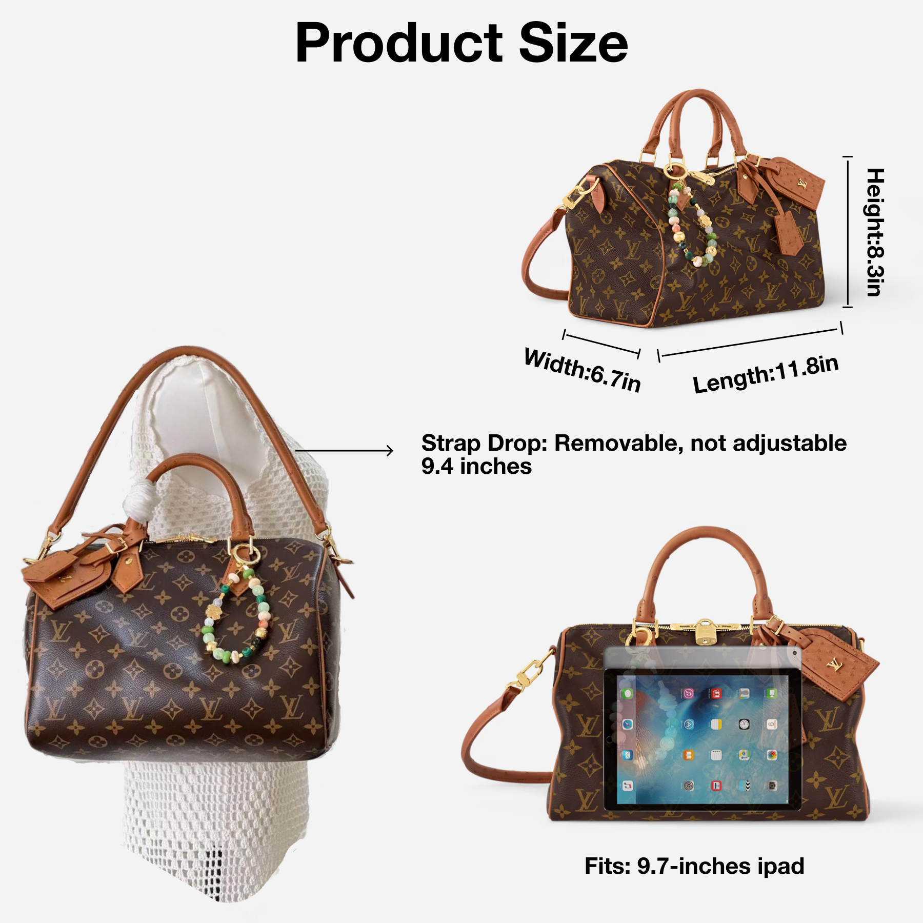 Designer Monogram Speedy Soft 30 Boho Khaki Handbag - Gorchic - $144.99