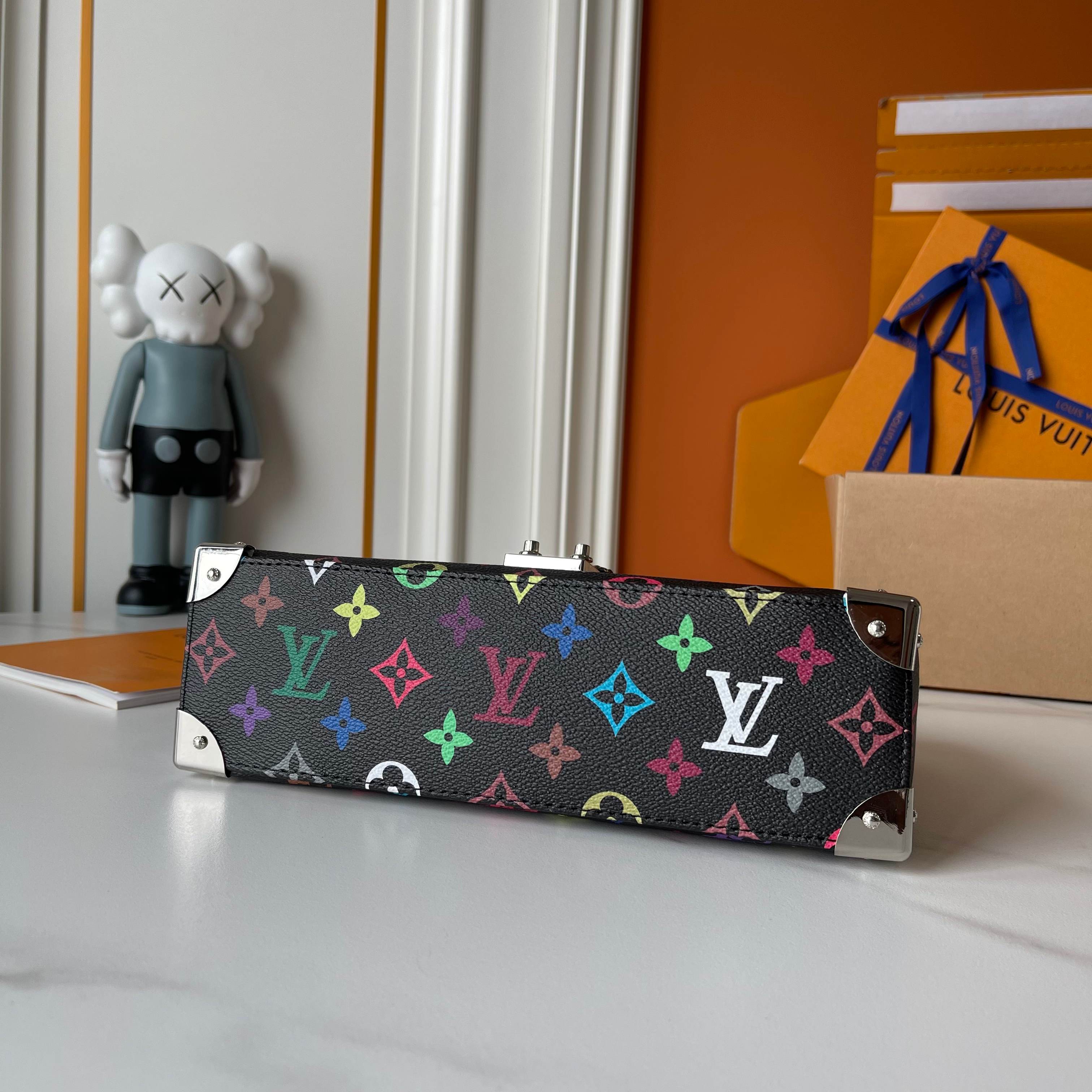 Designer x Murakami x TM Trunkie Handbag MM Cowhide - Black - Gorchic - $128.99