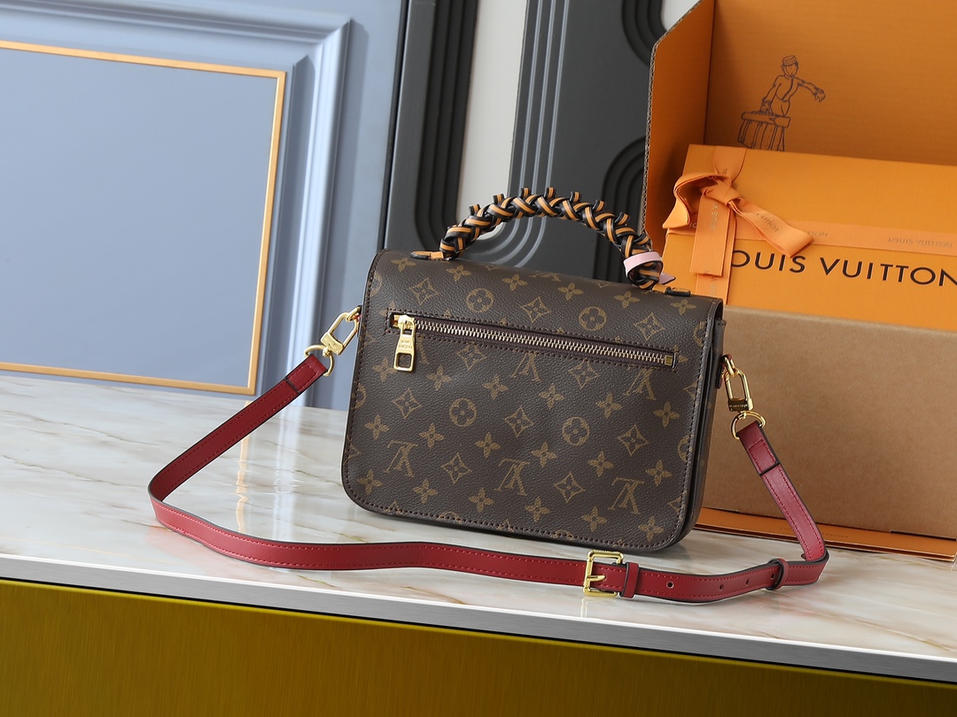 Designer Braided Pochette Metis Safran Bag - Red - Gorchic - $132.99