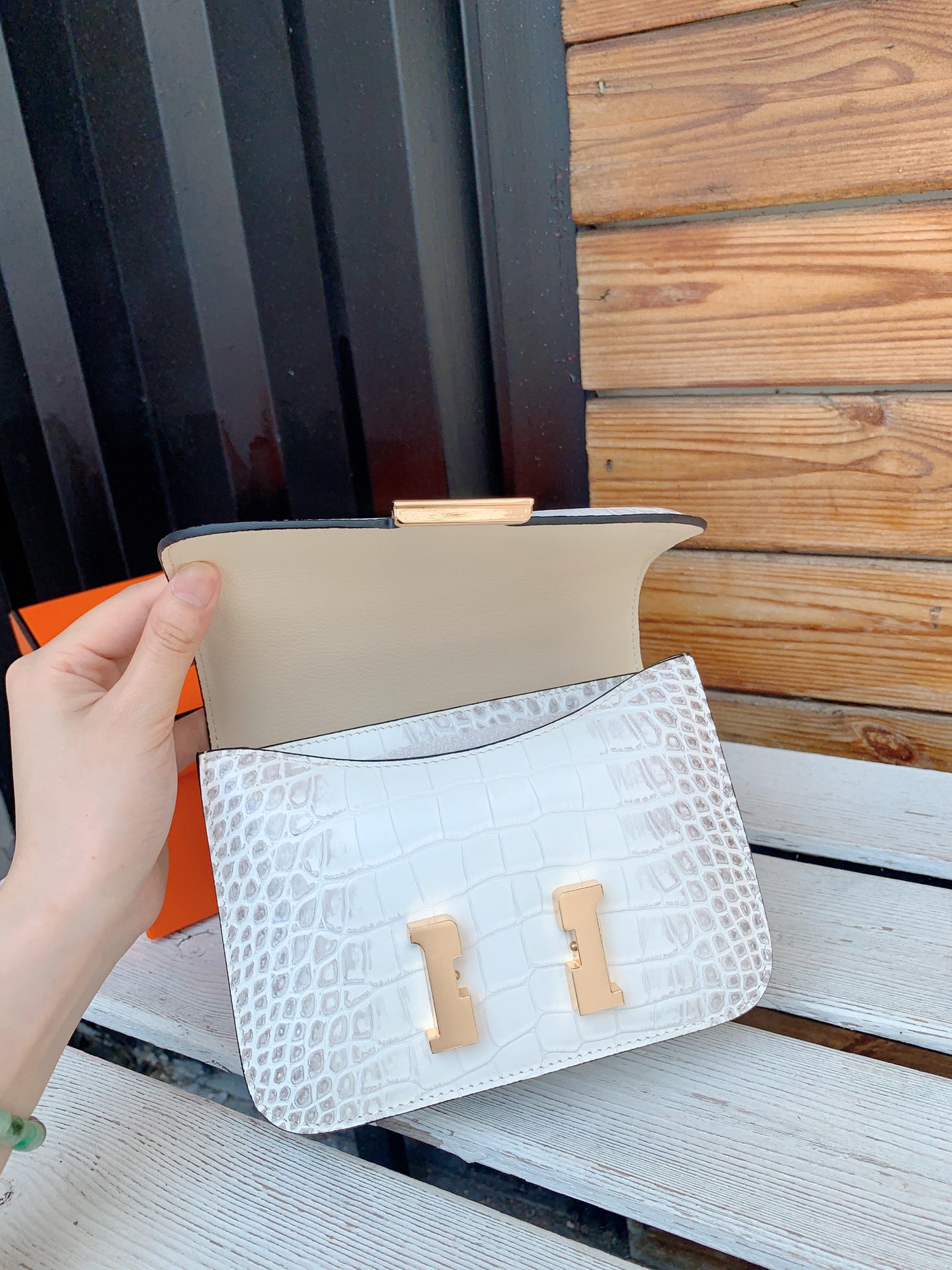 H-Inspired White Constance MM Crocodile Bag - Gorchic - $157.99