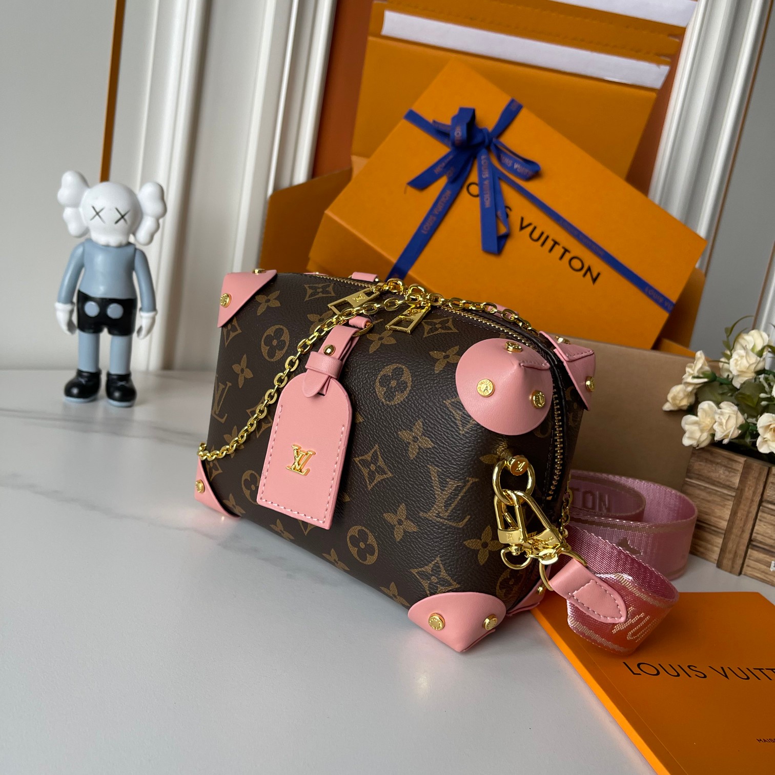 Designer Monogram Petite Malle Souple - Peach - Gorchic - $118.99