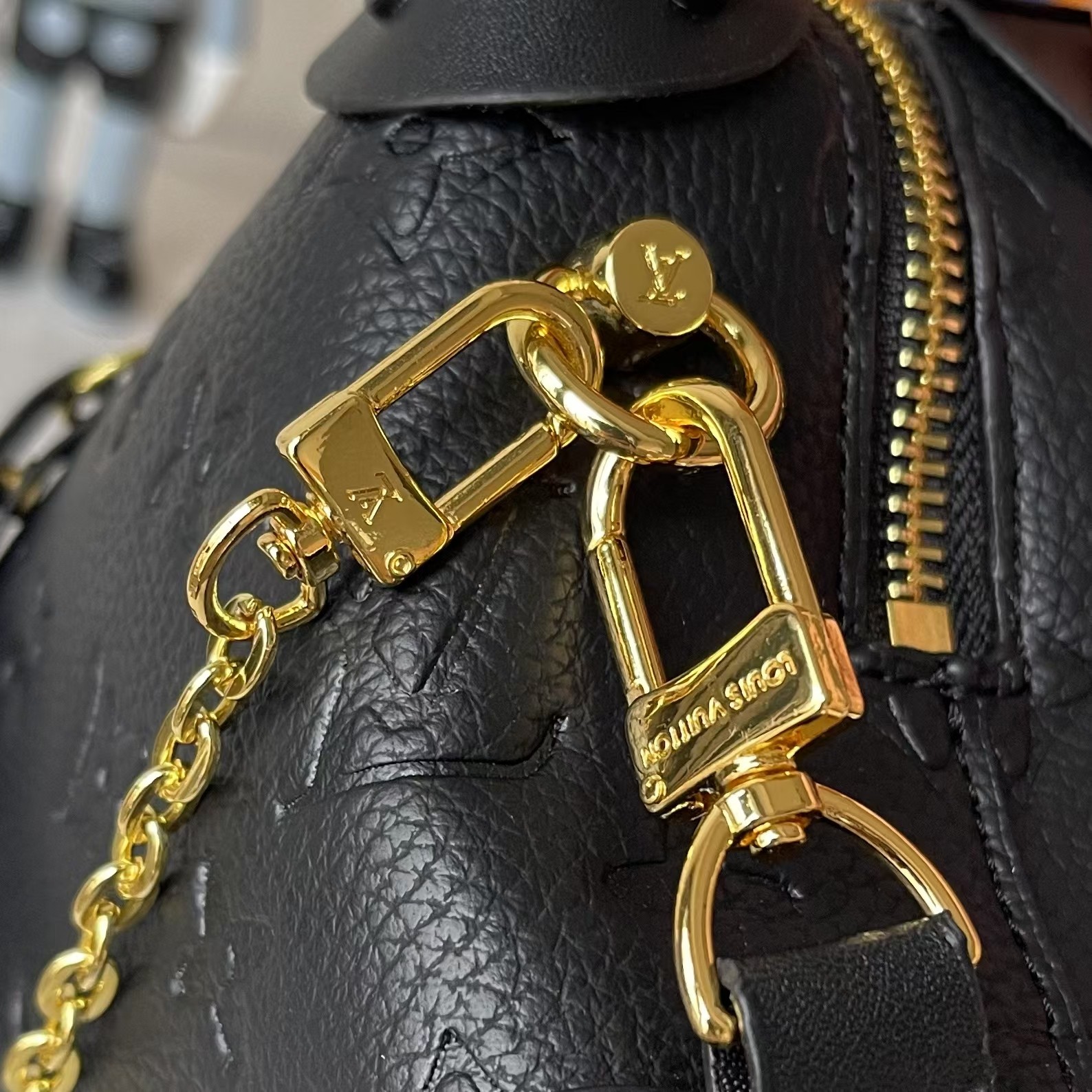 Designer Petite Malle Souple Embossed grained cowhide leather - Black - Gorchic - $118.99