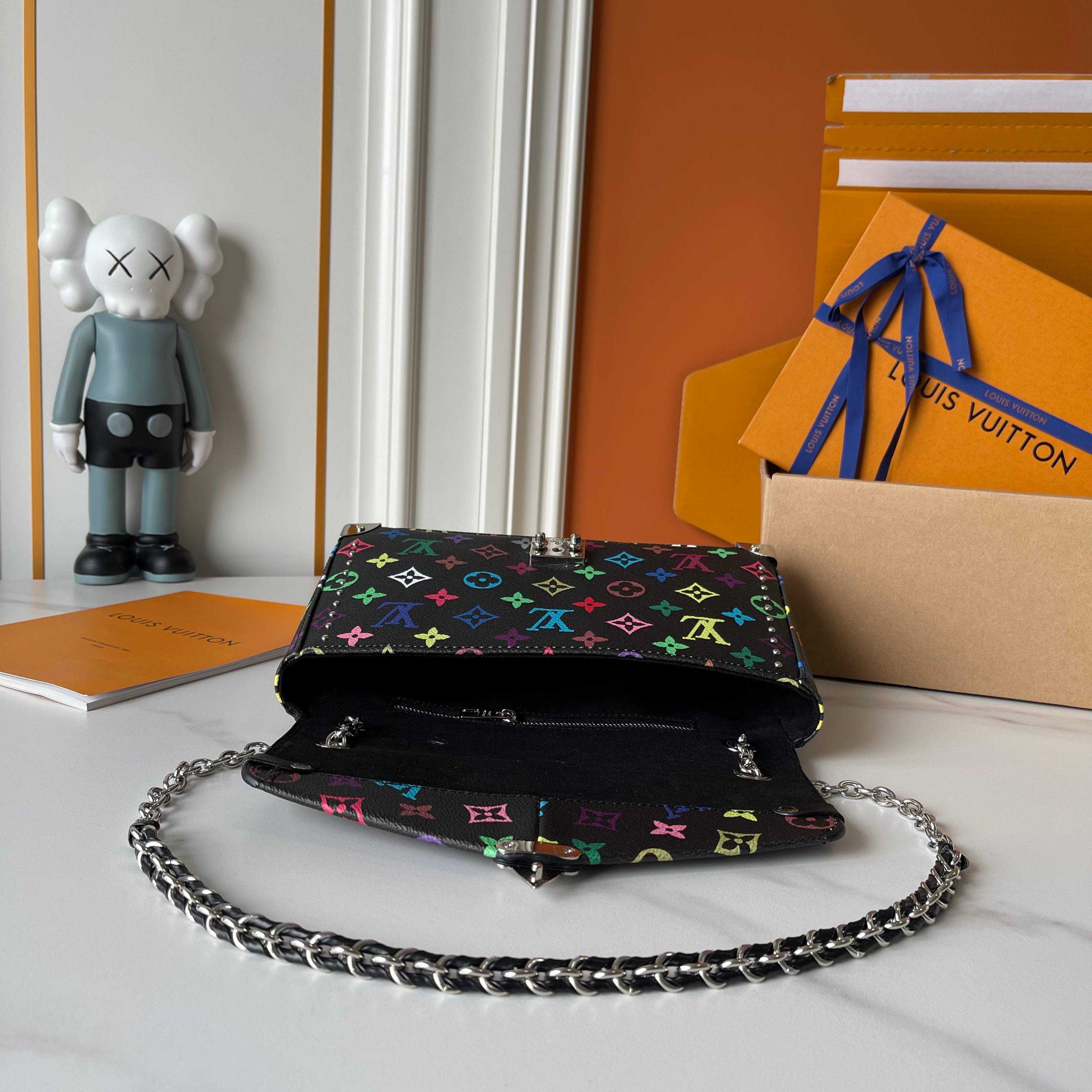 Designer x Murakami x TM Trunkie Handbag MM Cowhide - Black - Gorchic - $128.99