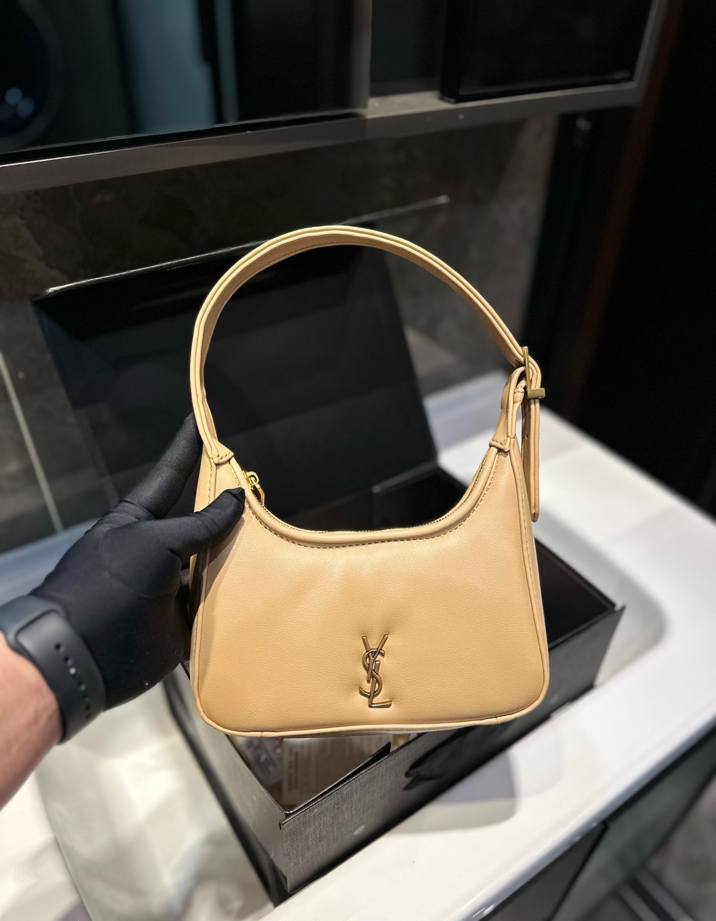 Lady Designer Calypso Mini Hobo Lambskin Bag - Apricot - Gorchic - $116.99