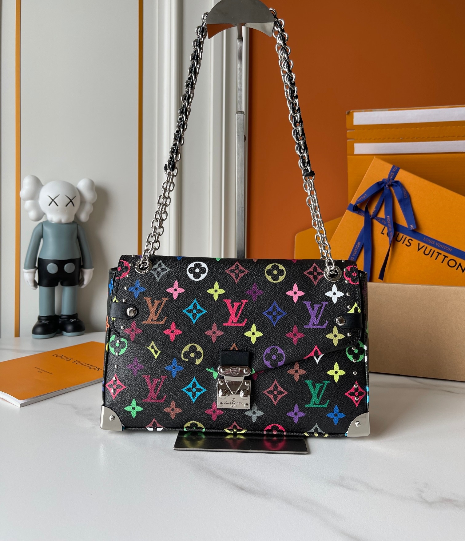 Designer x Murakami x TM Trunkie Handbag MM Cowhide - Black - Gorchic - $128.99