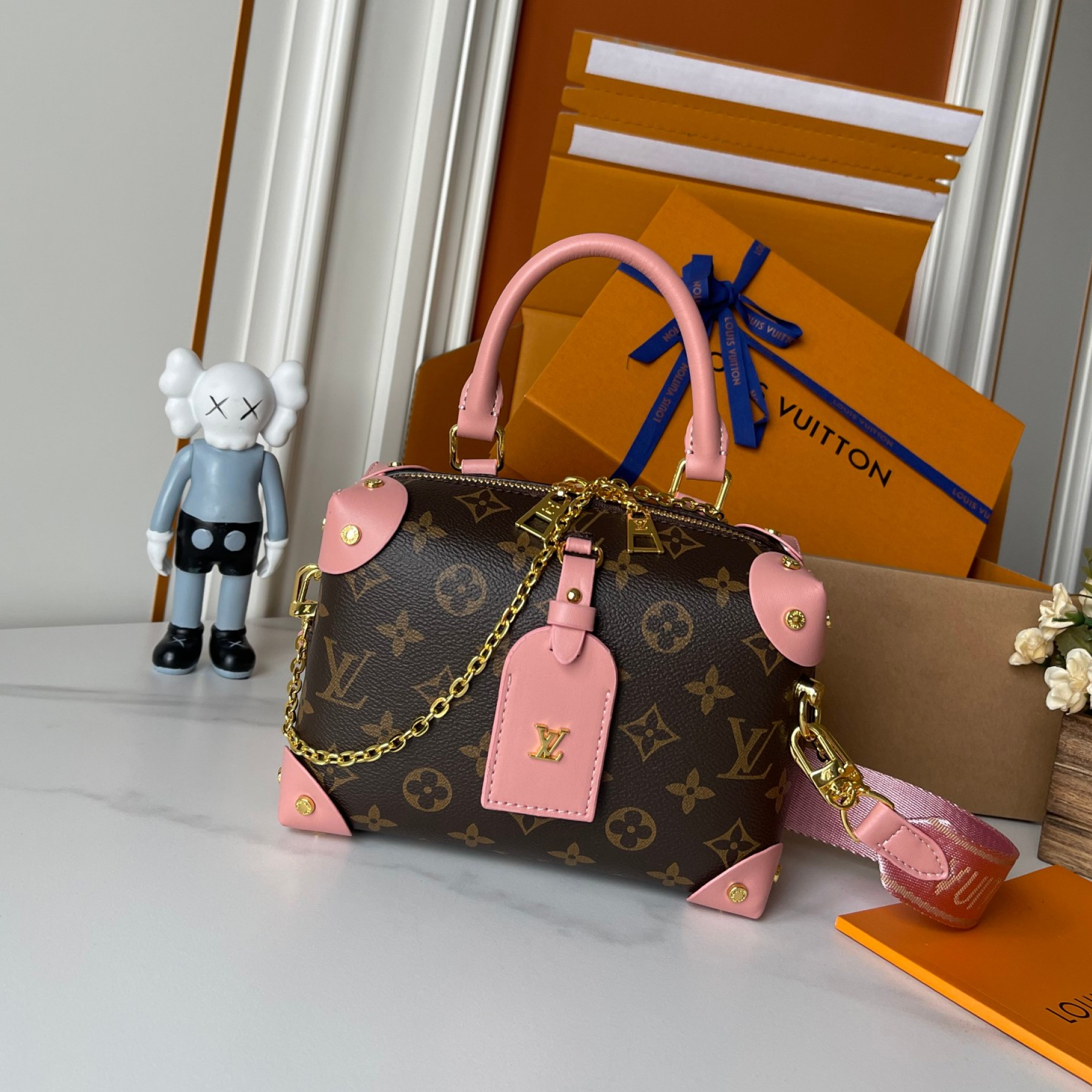 Designer Monogram Petite Malle Souple - Peach - Gorchic - $118.99