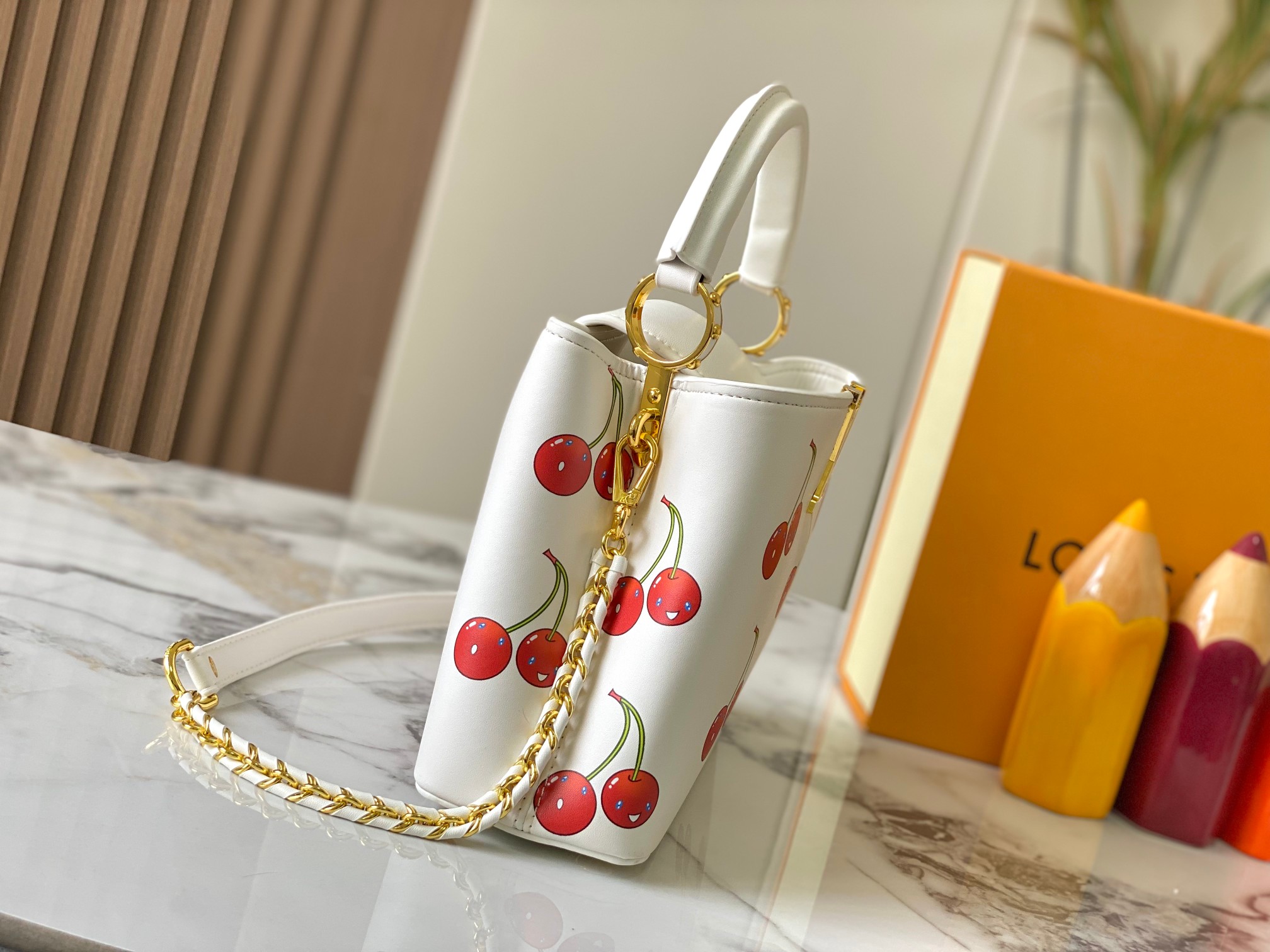 Designer LV x TM Capucines Cowhide - White - Gorchic - $152.99