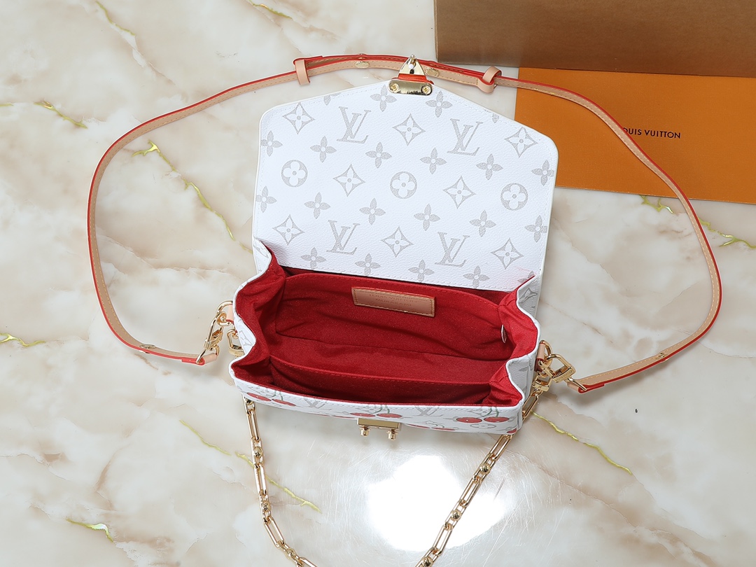 Designer LV x TM POCHETTE MÉTIS EAST WEST Bag Monogram Cherry coated canvas - White - Gorchic - $125.99