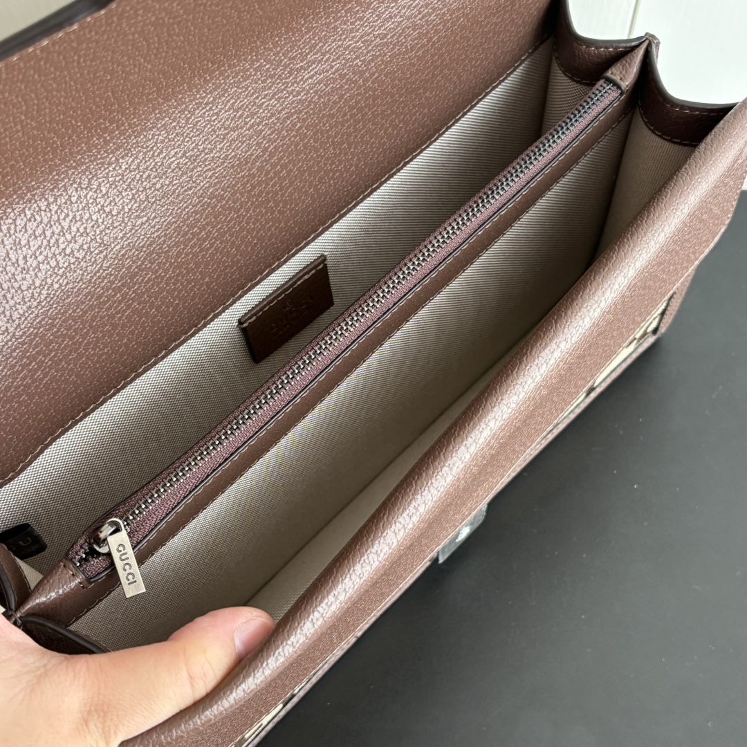 Double-G Dionysus Medium GG-Jacquard Canvas Shoulderbag- Brown and Silver - Gorchic - $124.99