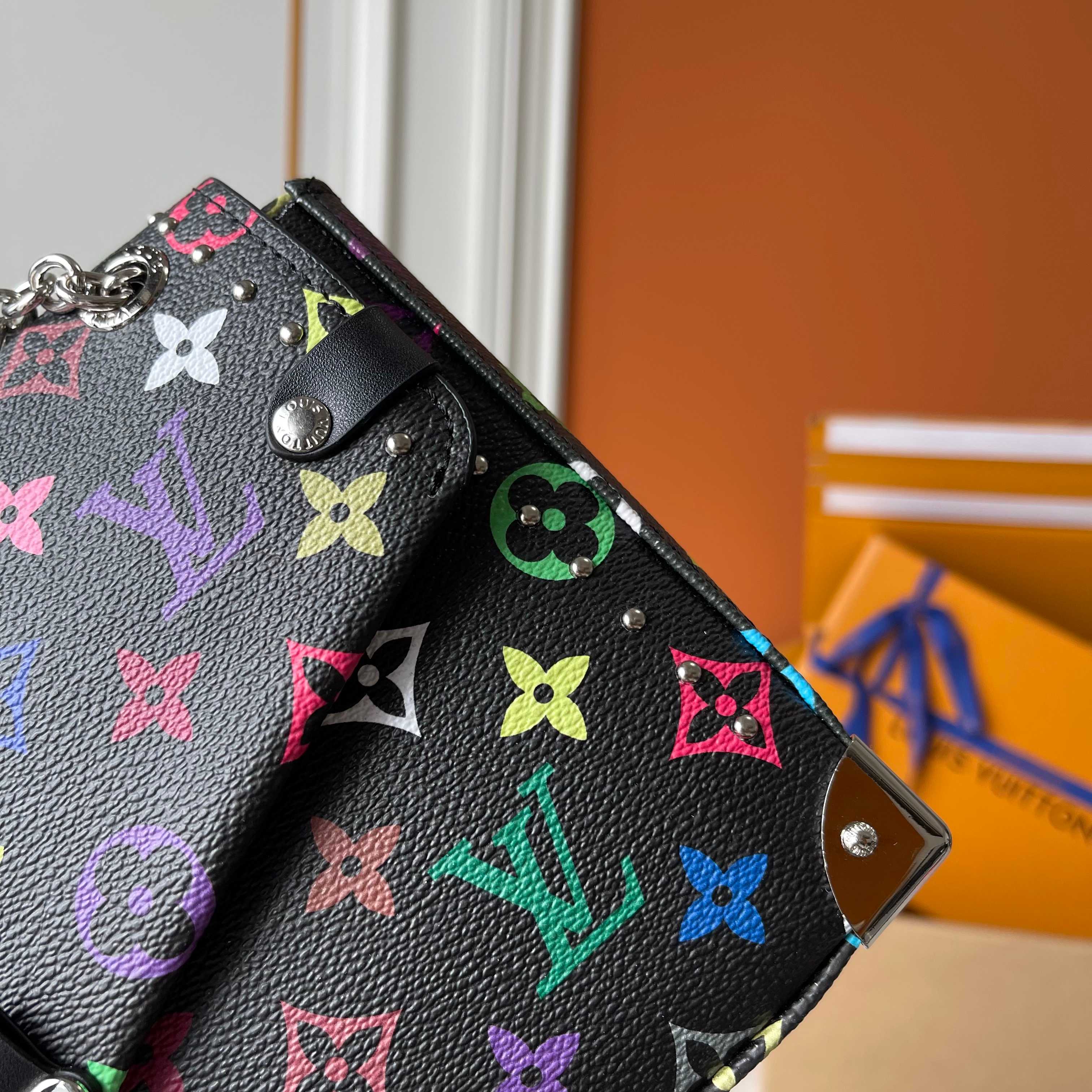 Designer x Murakami x TM Trunkie Handbag MM Cowhide - Black - Gorchic - $128.99