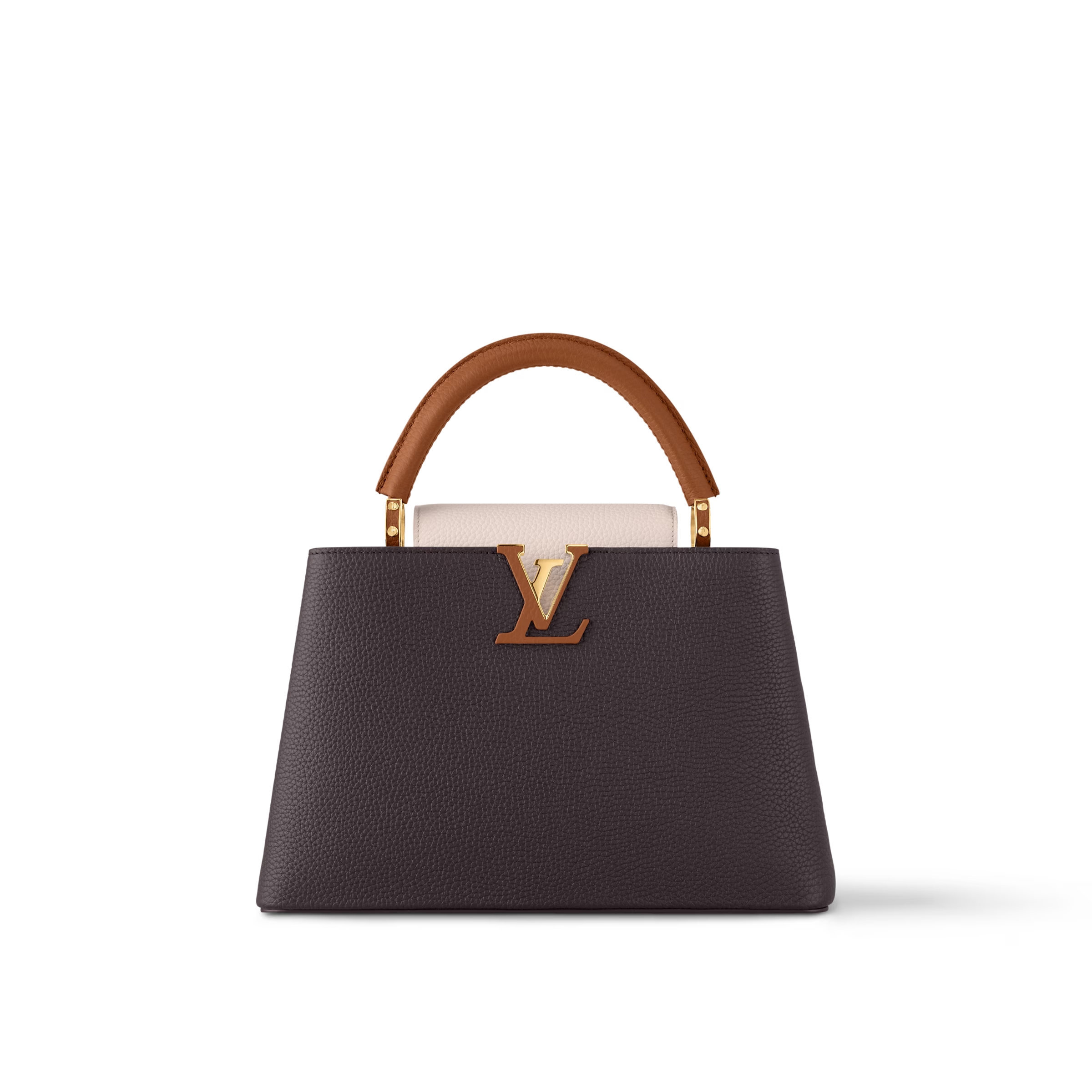 Designer Capucines Taurillon leather - Chocolate / Quartz / Tan - Gorchic - $143.85