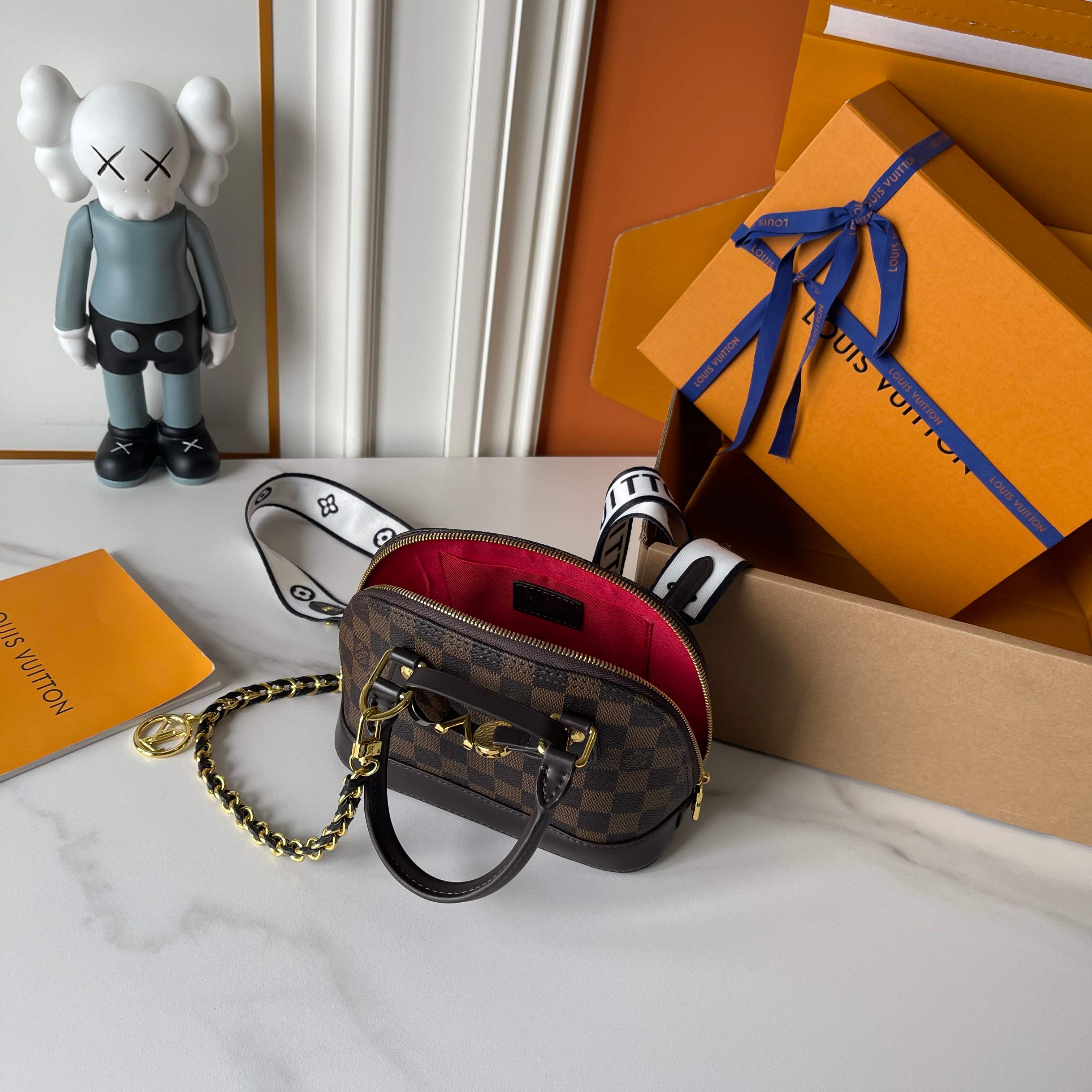 Designer Alma Mini LV&I Kit Damier coated canvas - Dark Brown - Gorchic - $128.99