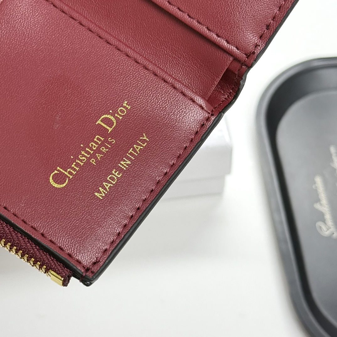 D-Inspired Saddle Lotus Wallet Goatskin - Cherry red - Gorchic - $92.99