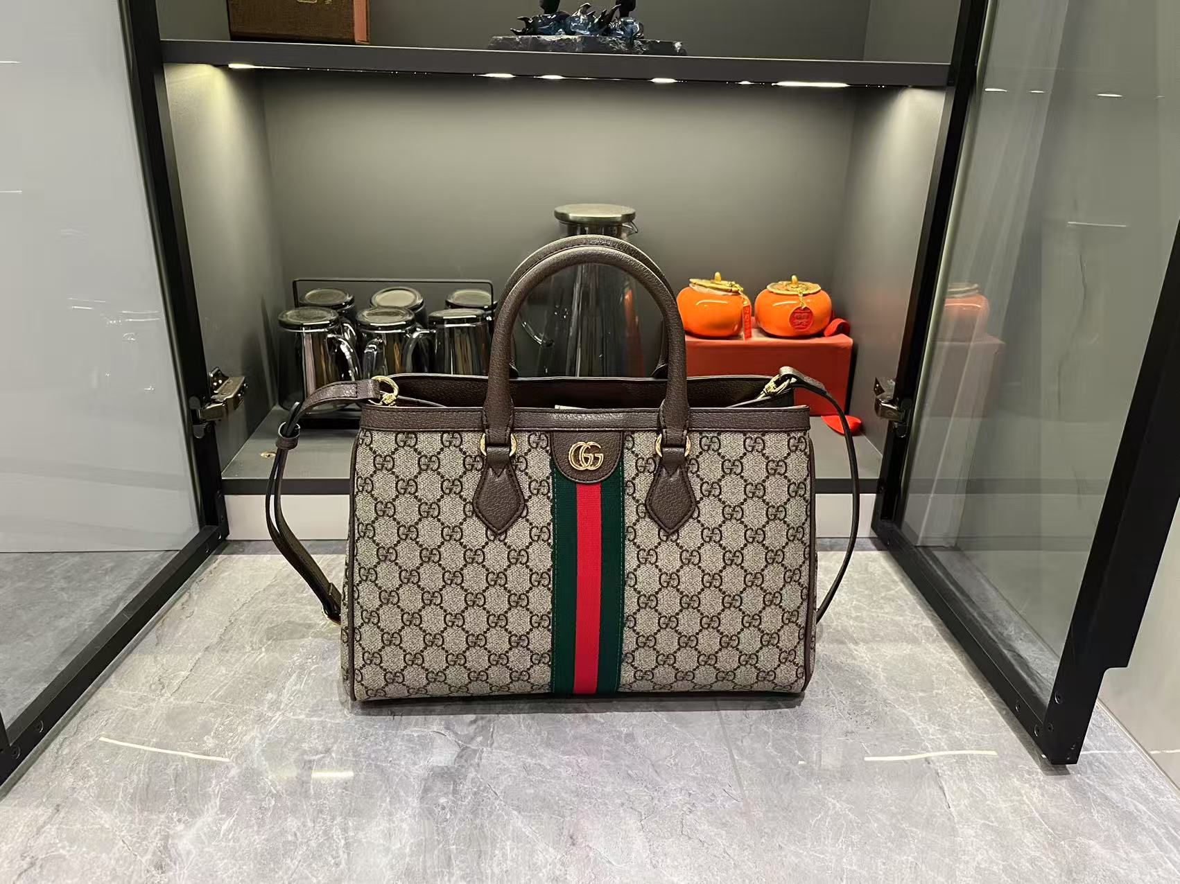 Double-G Ophidia Tote Bag  GG Monogram coated fabric - Beige and dark brown - Gorchic - $124.99