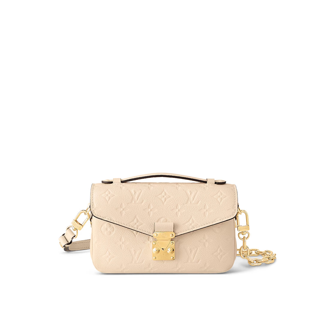 Designer Pochette Métis East West Embossed Soft Grain Cowhide - Crème Beige - Gorchic - $116.99