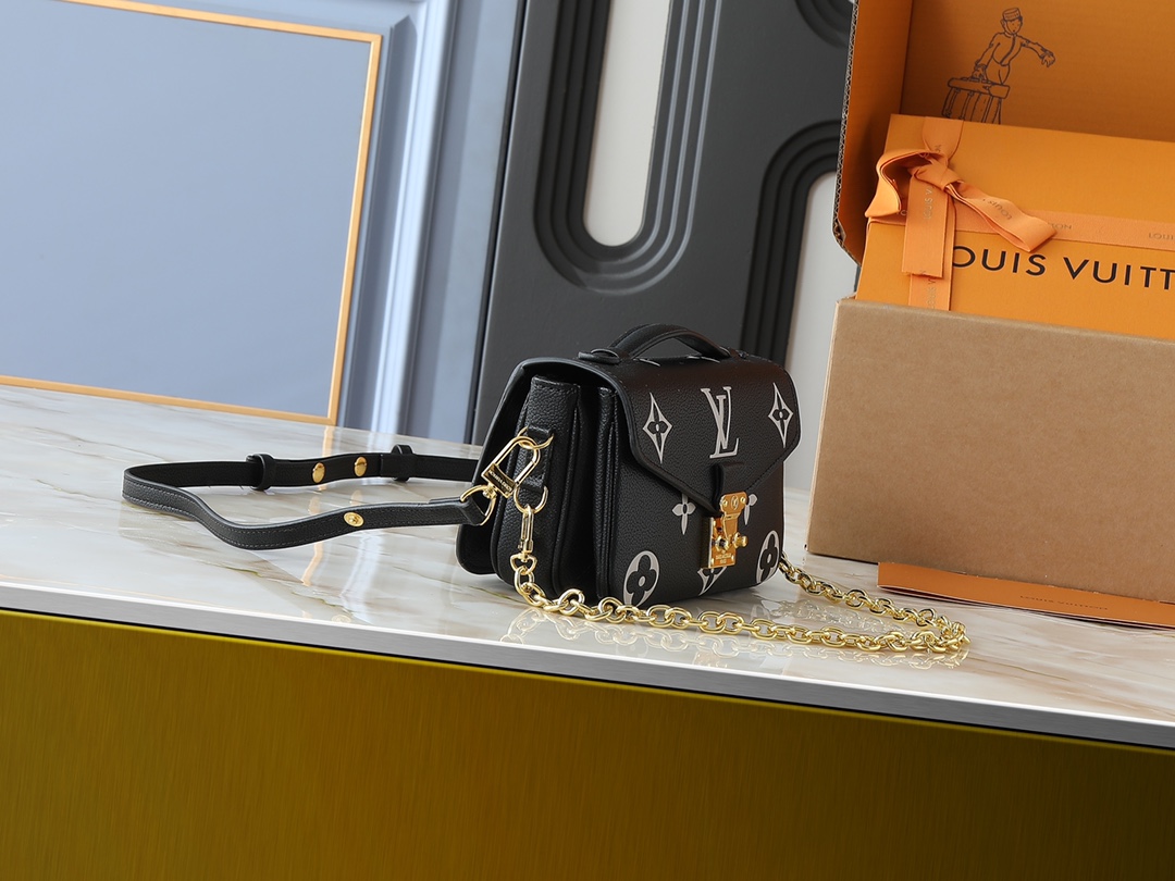 Designer Pochette Métis East West Bag - Embossed soft grained cowhide, Black - Gorchic - $125.99