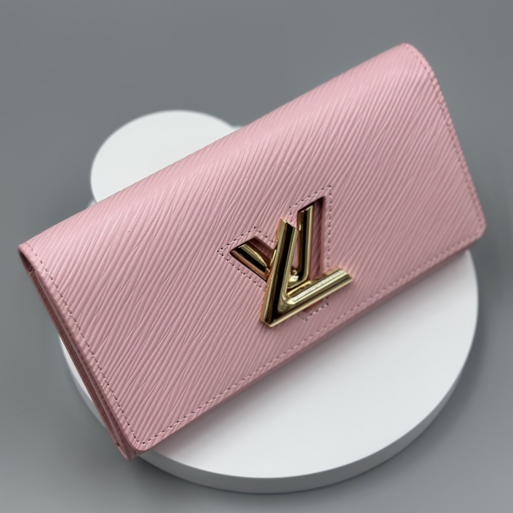 Designer Pink Epi Leather Twist Wallet - Golden - Gorchic - $94.99