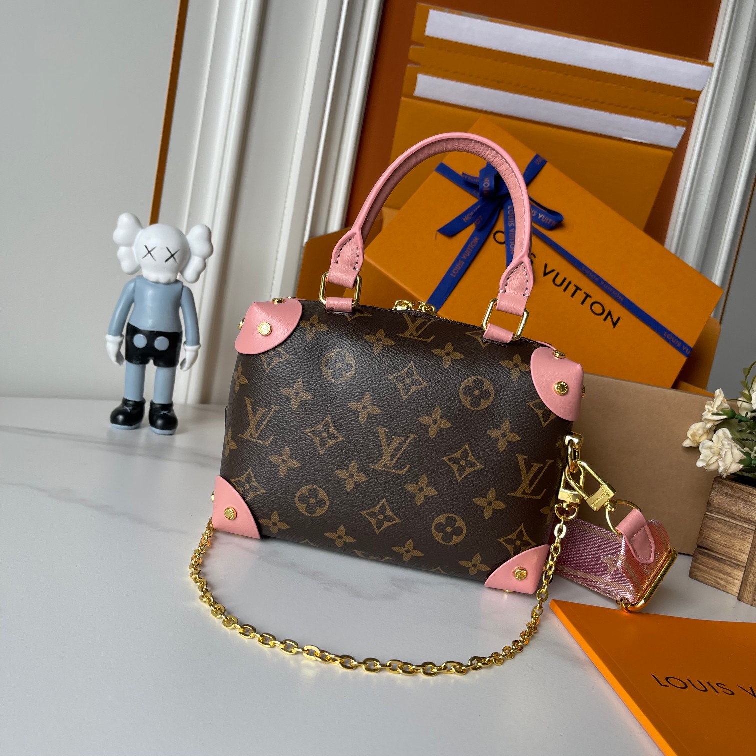 Designer Monogram Petite Malle Souple - Peach - Gorchic - $118.99