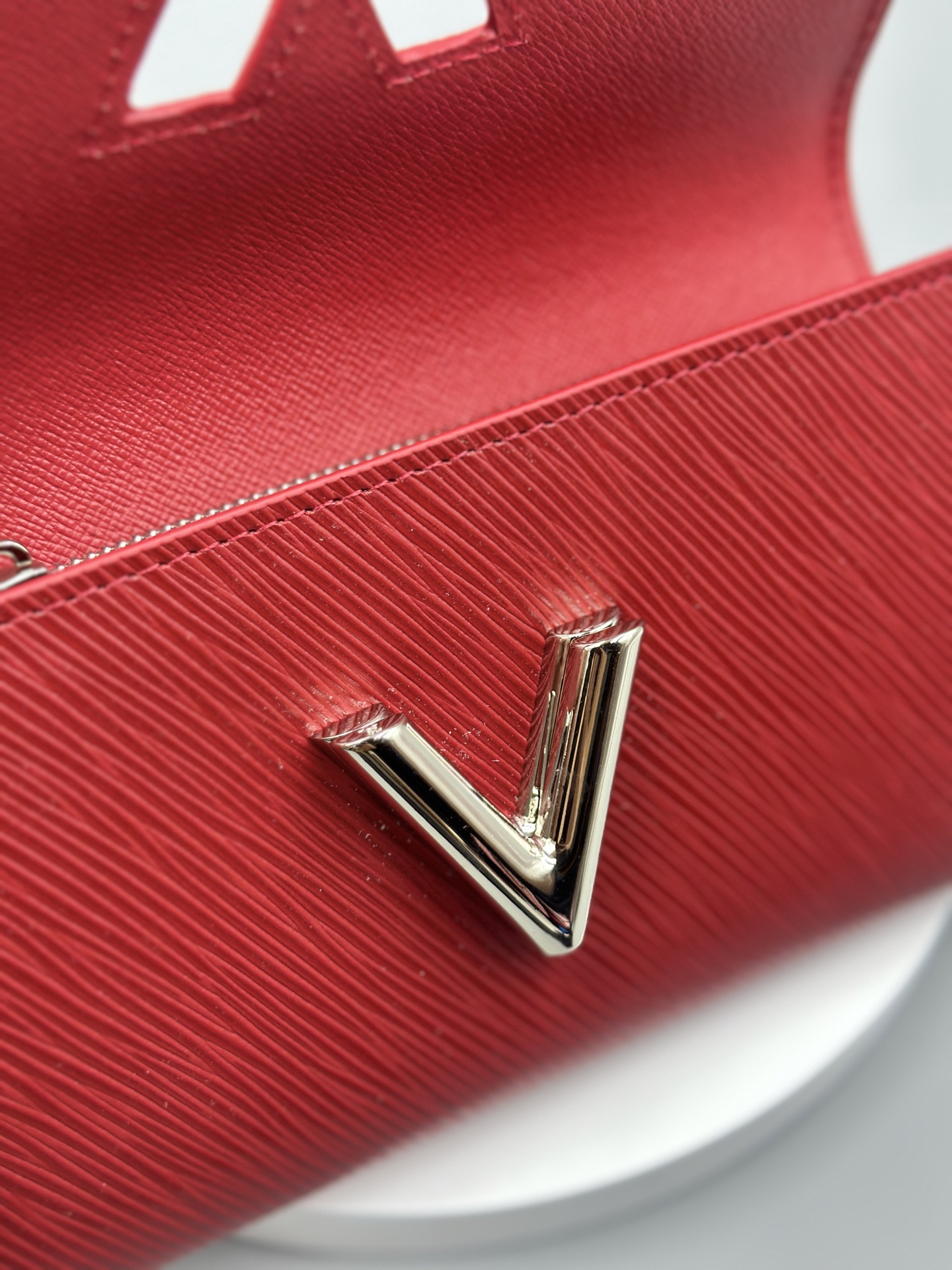 Designer Red Epi Leather Twist Wallet - Silver - Gorchic - $94.99