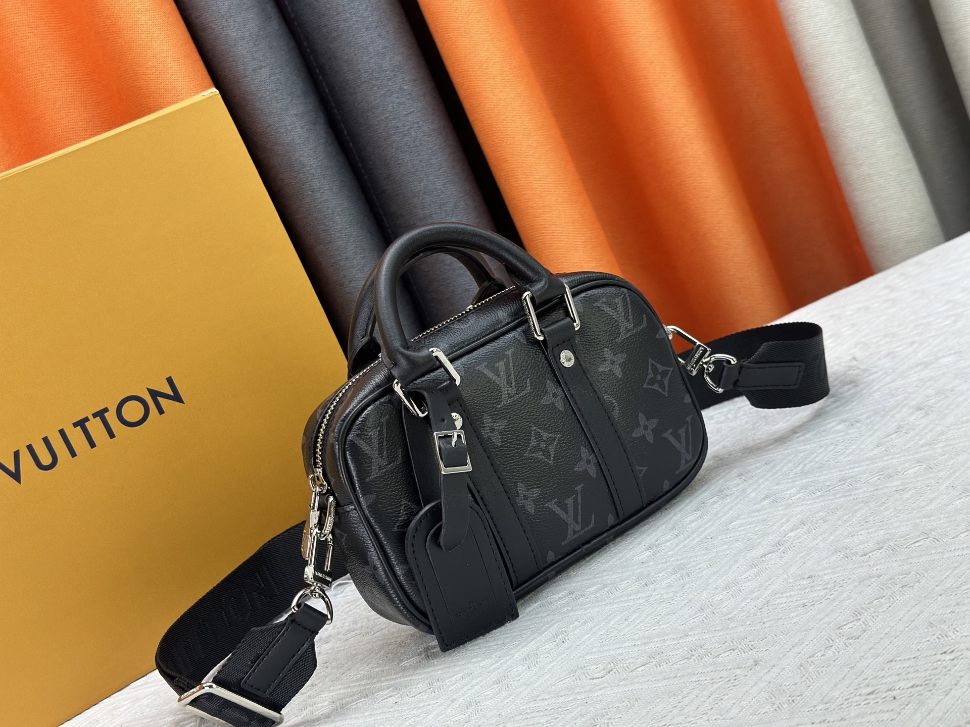 Designer Nano Porte Documents Voyage Monogram Eclipse coated canvas - Black - Gorchic - $116.99