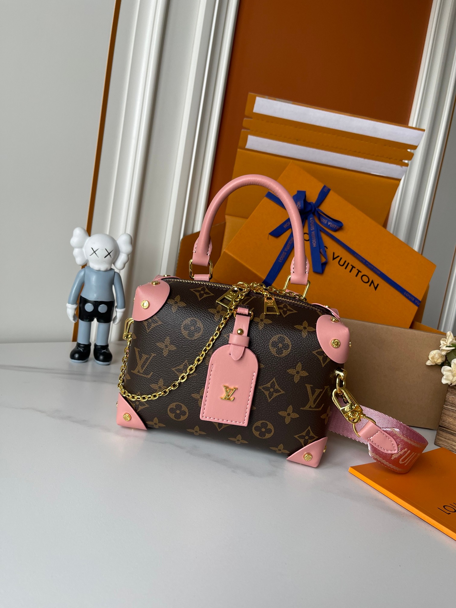 Designer Monogram Petite Malle Souple - Peach - Gorchic - $118.99