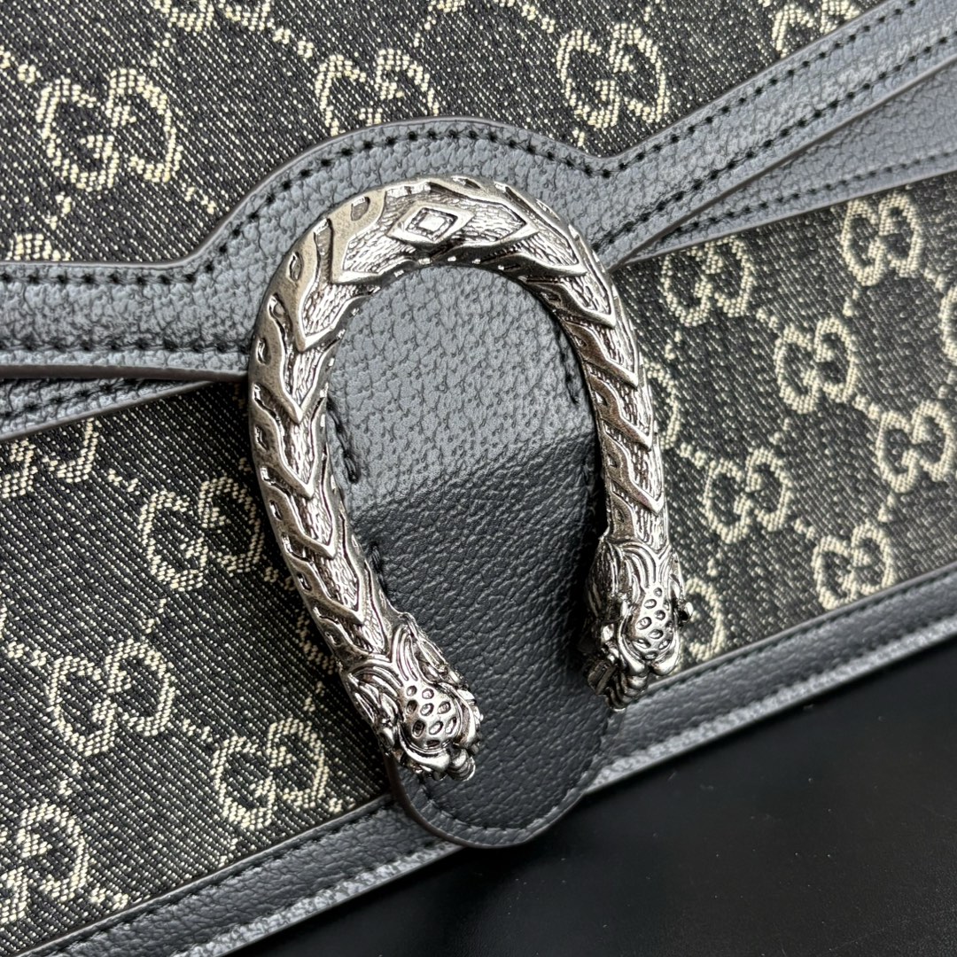 Double-G Dionysus Medium GG-Jacquard Shoulderbag - black - Gorchic - $124.99