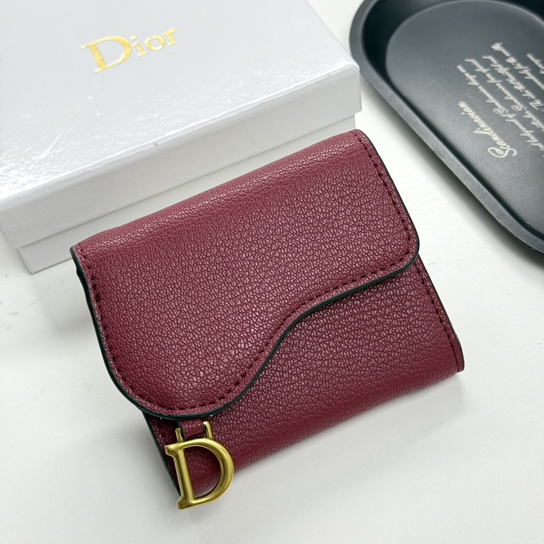 D-Inspired Saddle Lotus Wallet Goatskin - Cherry red - Gorchic - $92.99