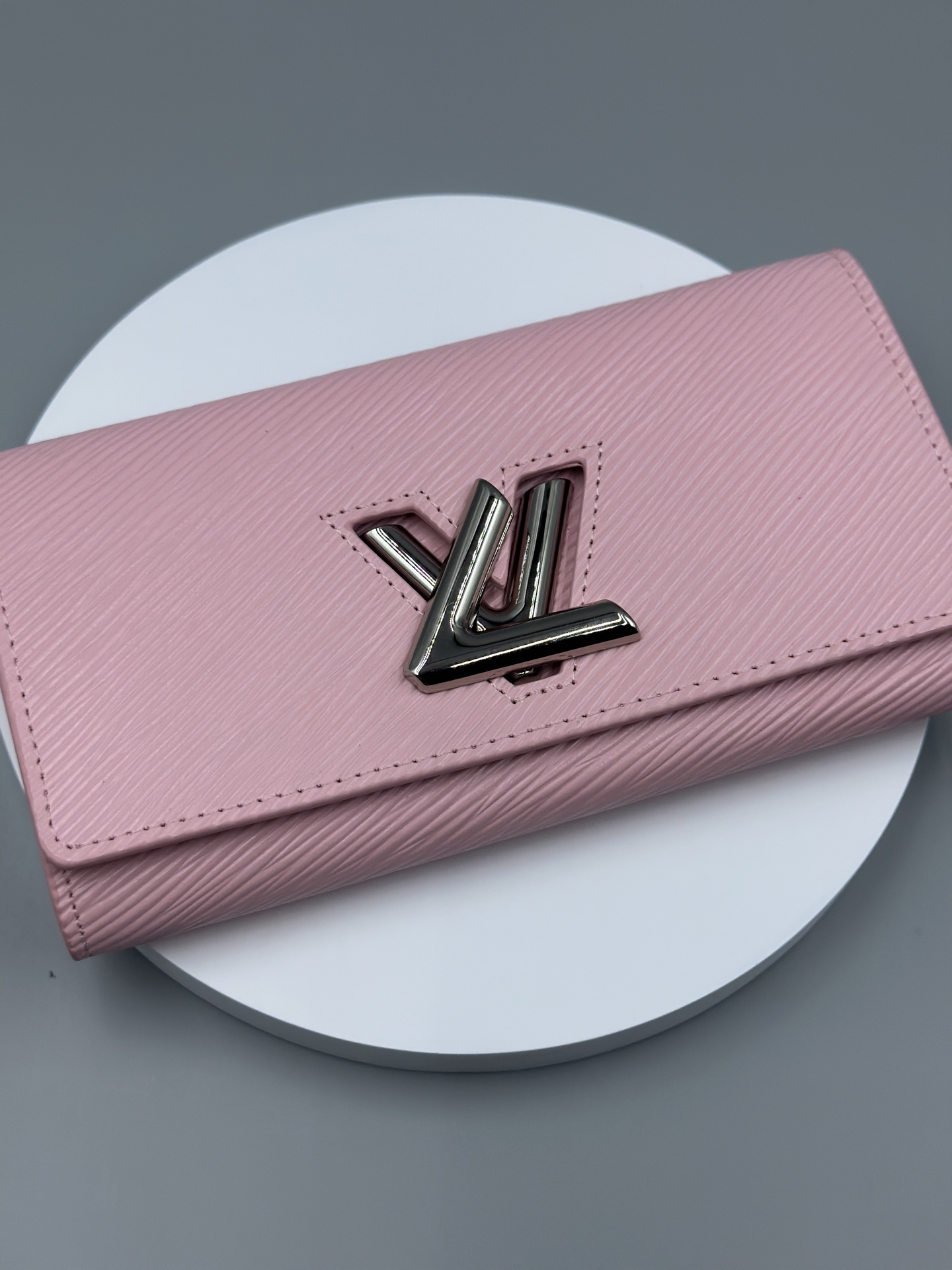 Designer Pink Epi Leather Twist Wallet - Silver - Gorchic - $94.99