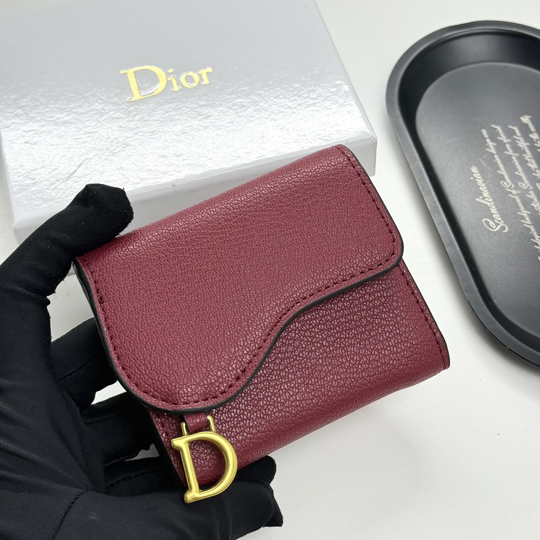 D-Inspired Saddle Lotus Wallet Goatskin - Cherry red - Gorchic - $92.99