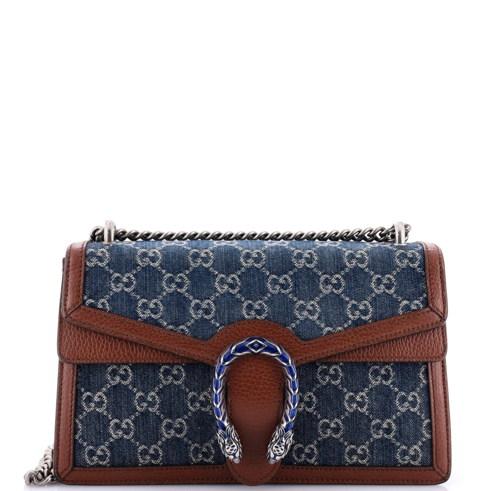 Double-G Dionysus Medium GG-Jacquard Shoulderbag - Blue/Ivory/Brown - Gorchic - $124.99