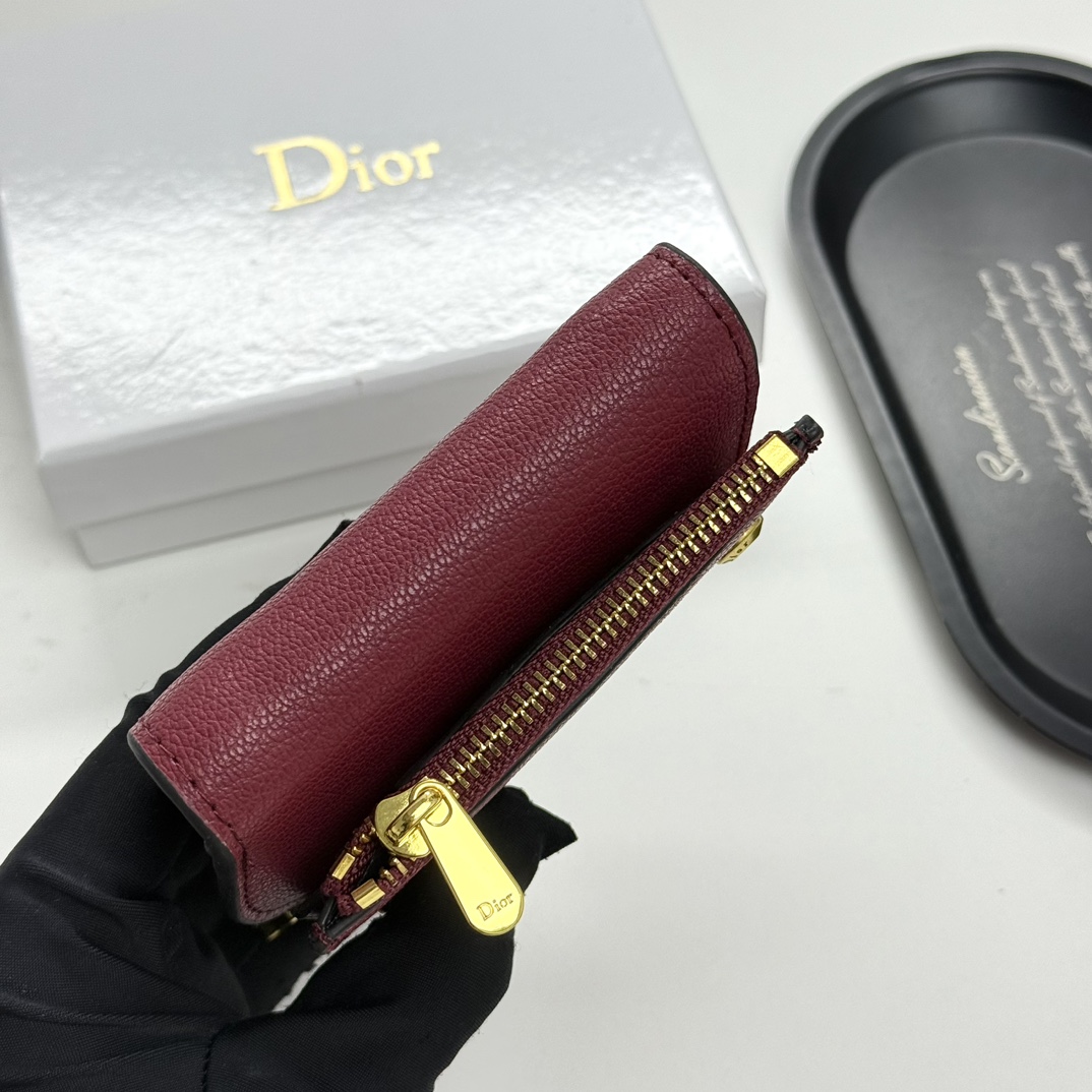 D-Inspired Saddle Lotus Wallet Goatskin - Cherry red - Gorchic - $92.99