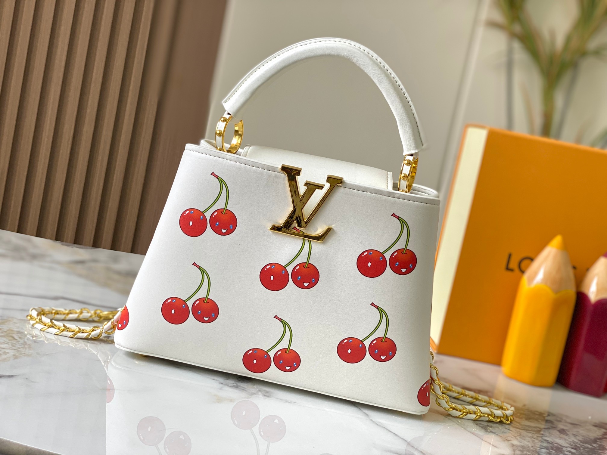 Designer LV x TM Capucines Cowhide - White - Gorchic - $152.99
