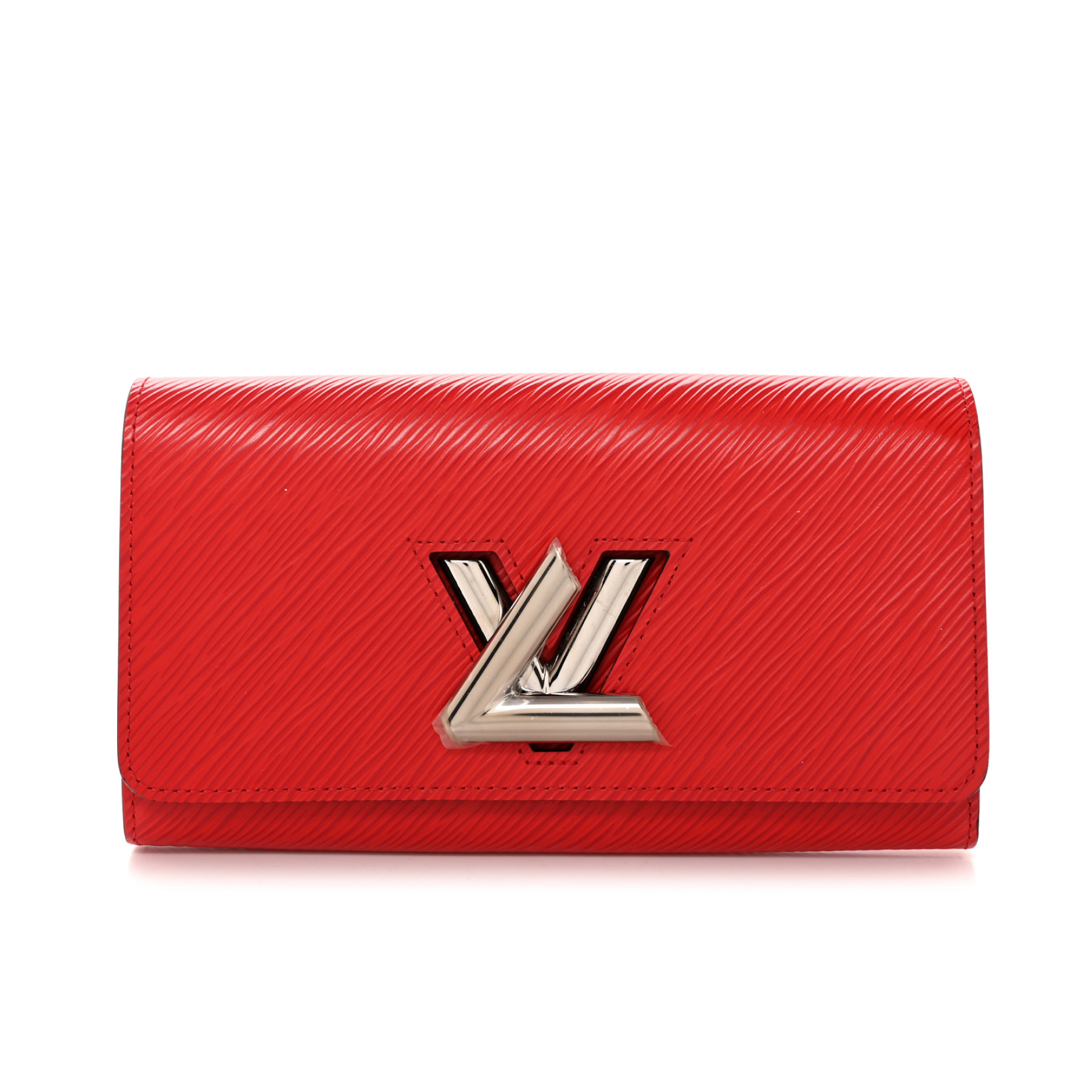 Designer Red Epi Leather Twist Wallet - Silver - Gorchic - $94.99