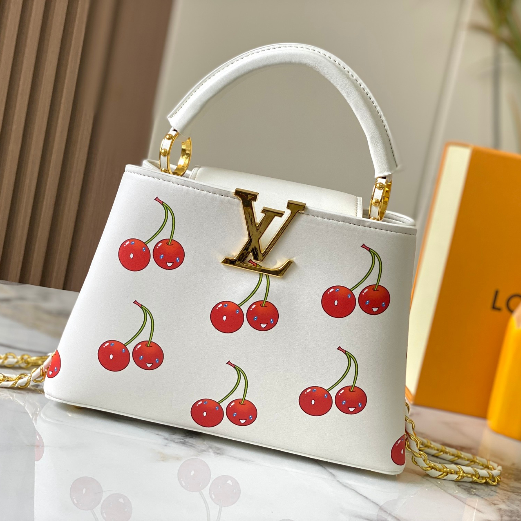 Designer LV x TM Capucines Cowhide - White - Gorchic - $152.99