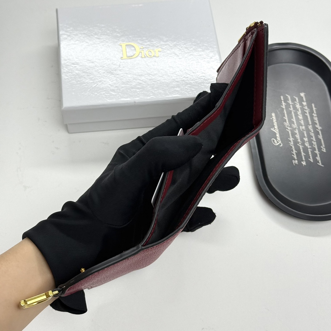 D-Inspired Saddle Lotus Wallet Goatskin - Cherry red - Gorchic - $92.99