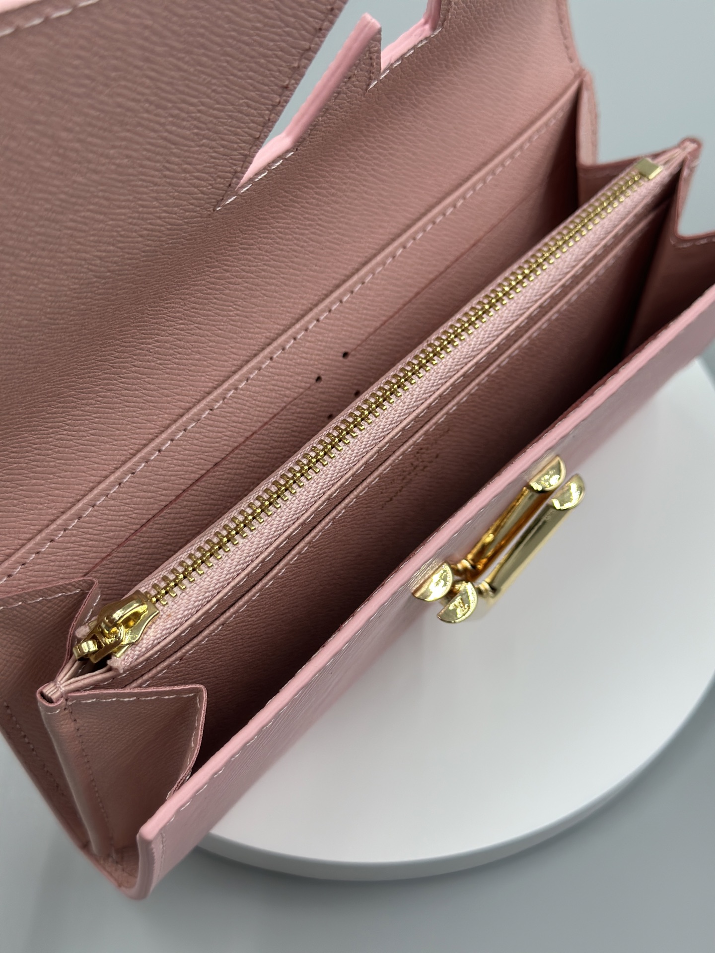 Designer Pink Epi Leather Twist Wallet - Golden - Gorchic - $94.99