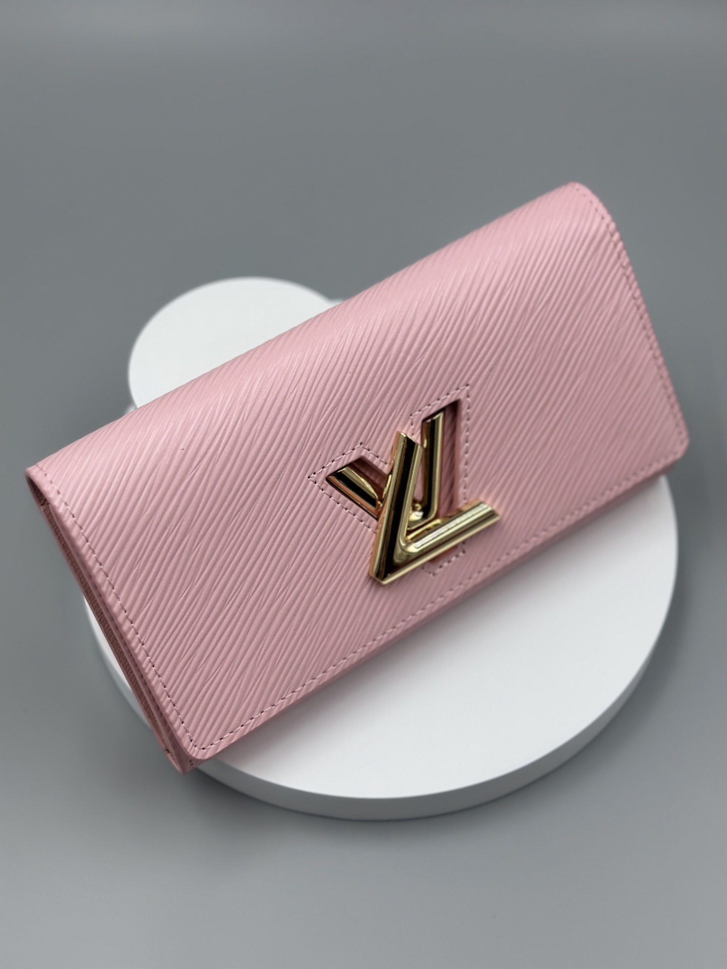Designer Pink Epi Leather Twist Wallet - Golden - Gorchic - $94.99