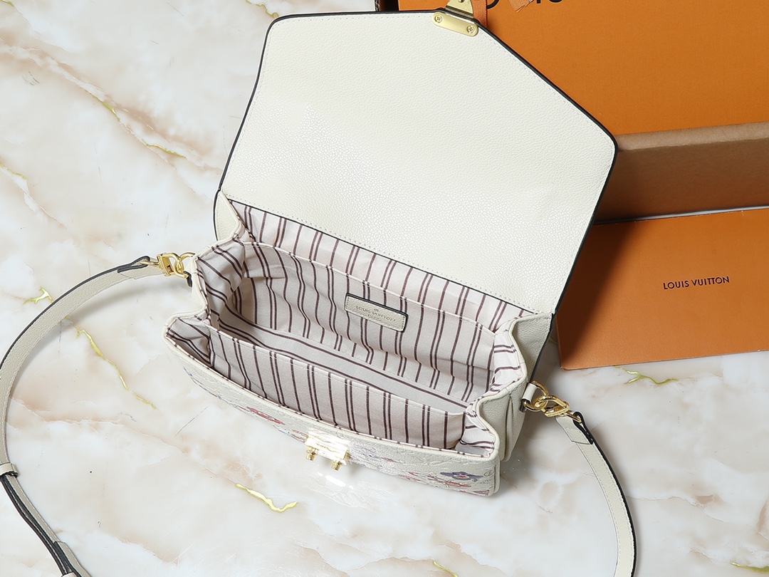 Designer LV x TM Embossed Flower Handbag - White - Gorchic - $124.99