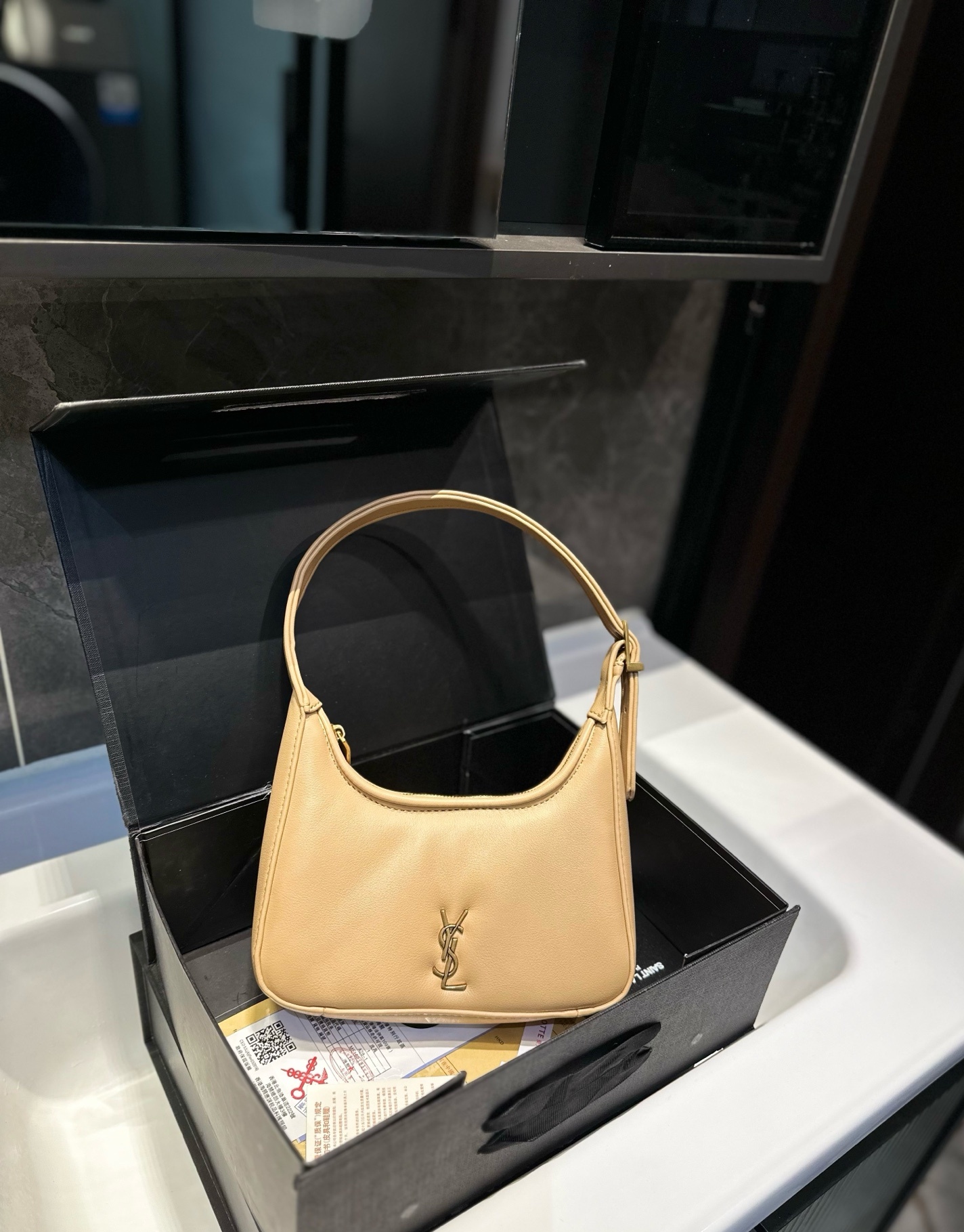 Lady Designer Calypso Mini Hobo Lambskin Bag - Apricot - Gorchic - $116.99